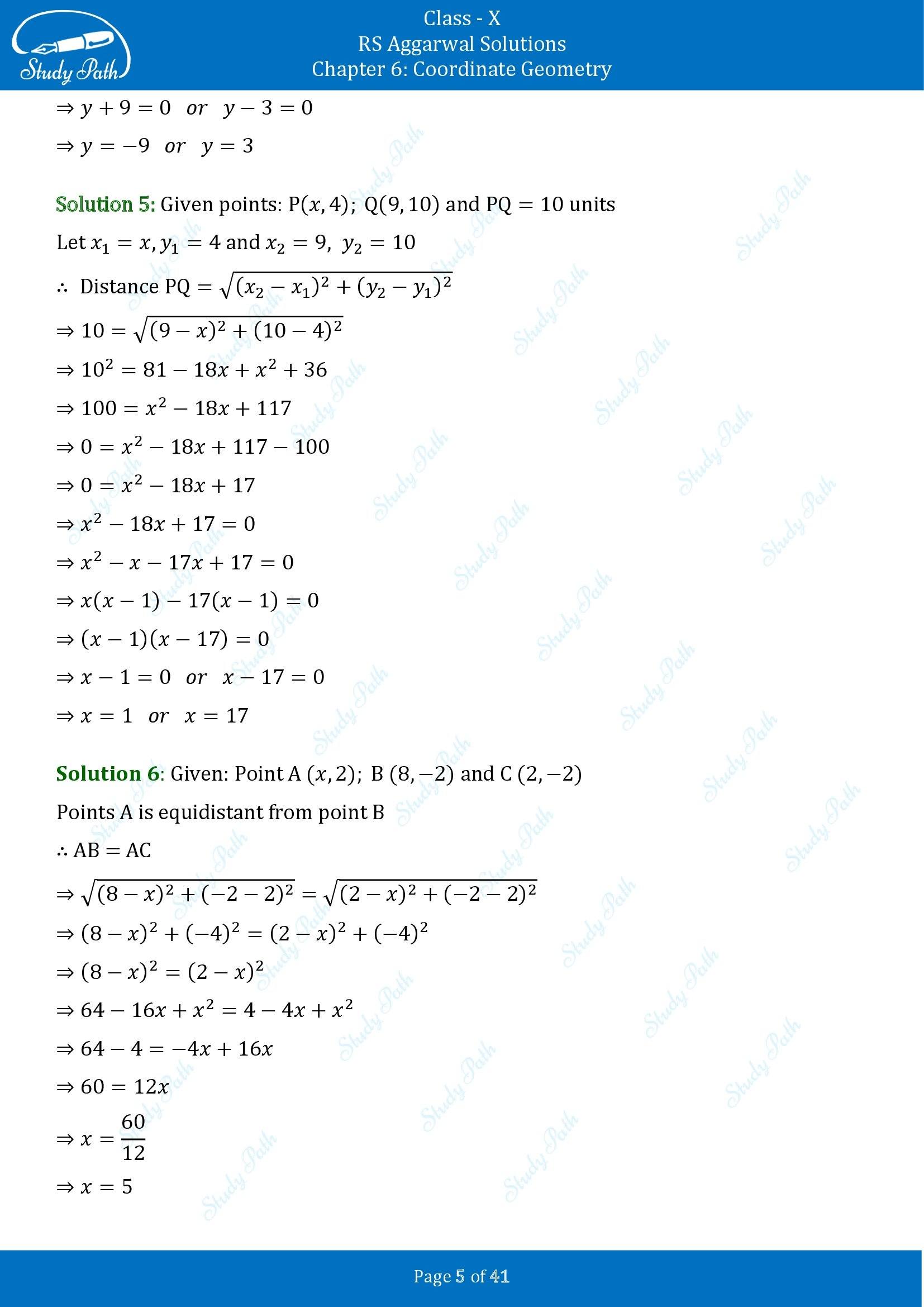 RS Aggarwal Solutions for Class 10 Chapter 6 Coordinate Geometry Exercise 6A 00005
