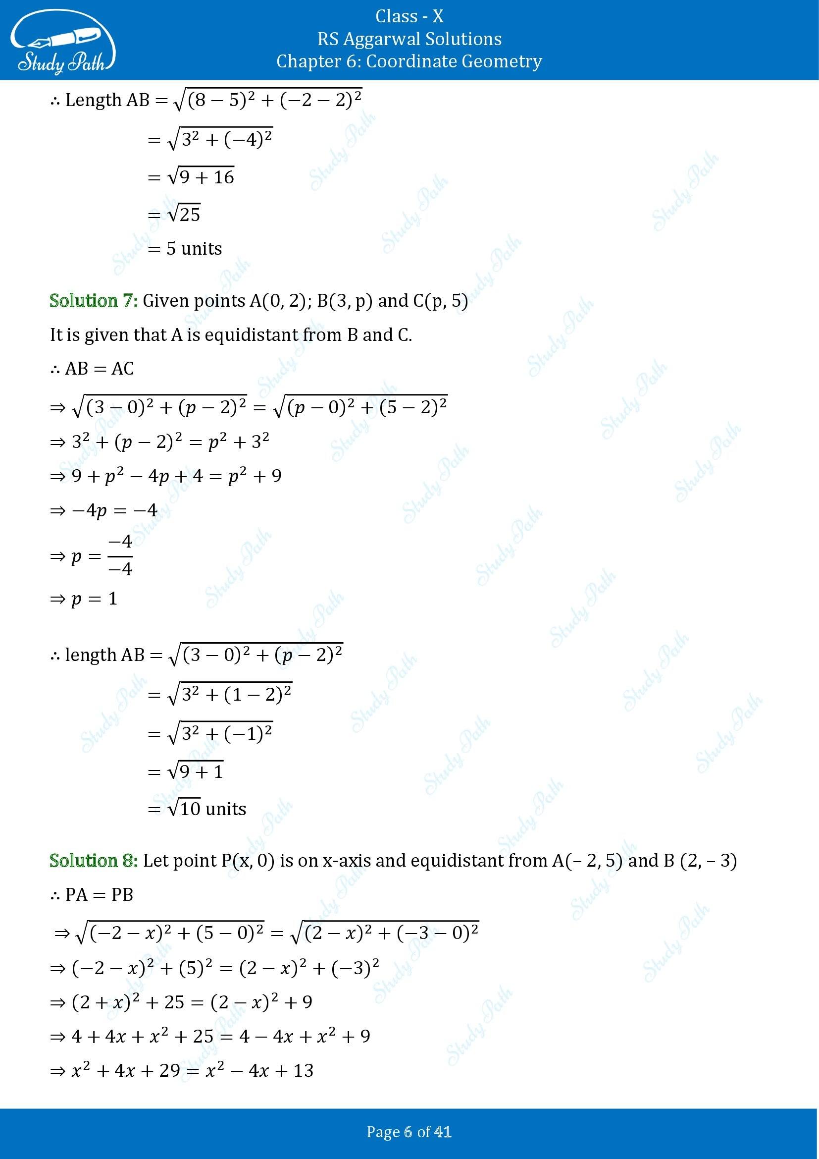 RS Aggarwal Solutions for Class 10 Chapter 6 Coordinate Geometry Exercise 6A 00006