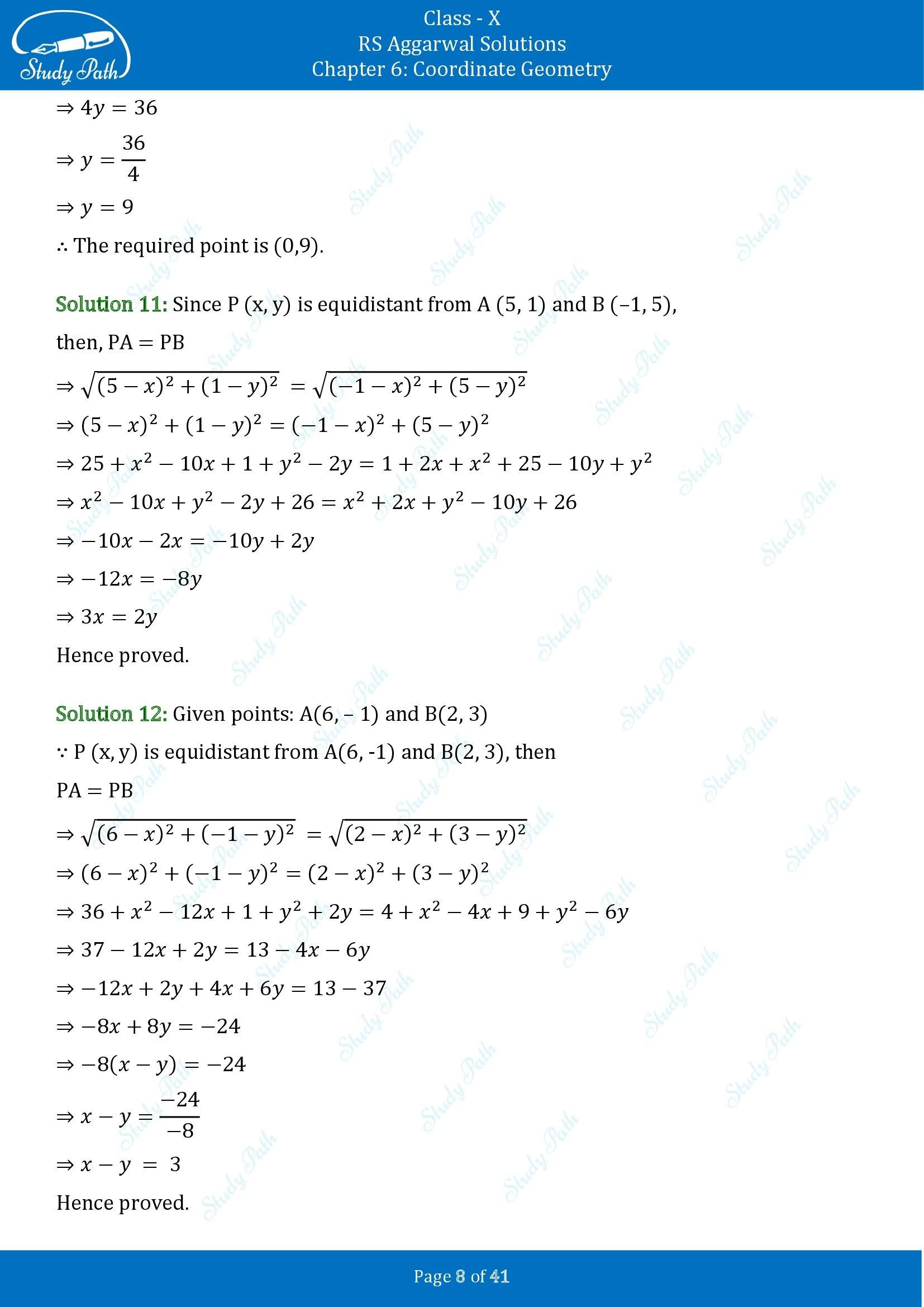 RS Aggarwal Solutions for Class 10 Chapter 6 Coordinate Geometry Exercise 6A 00008