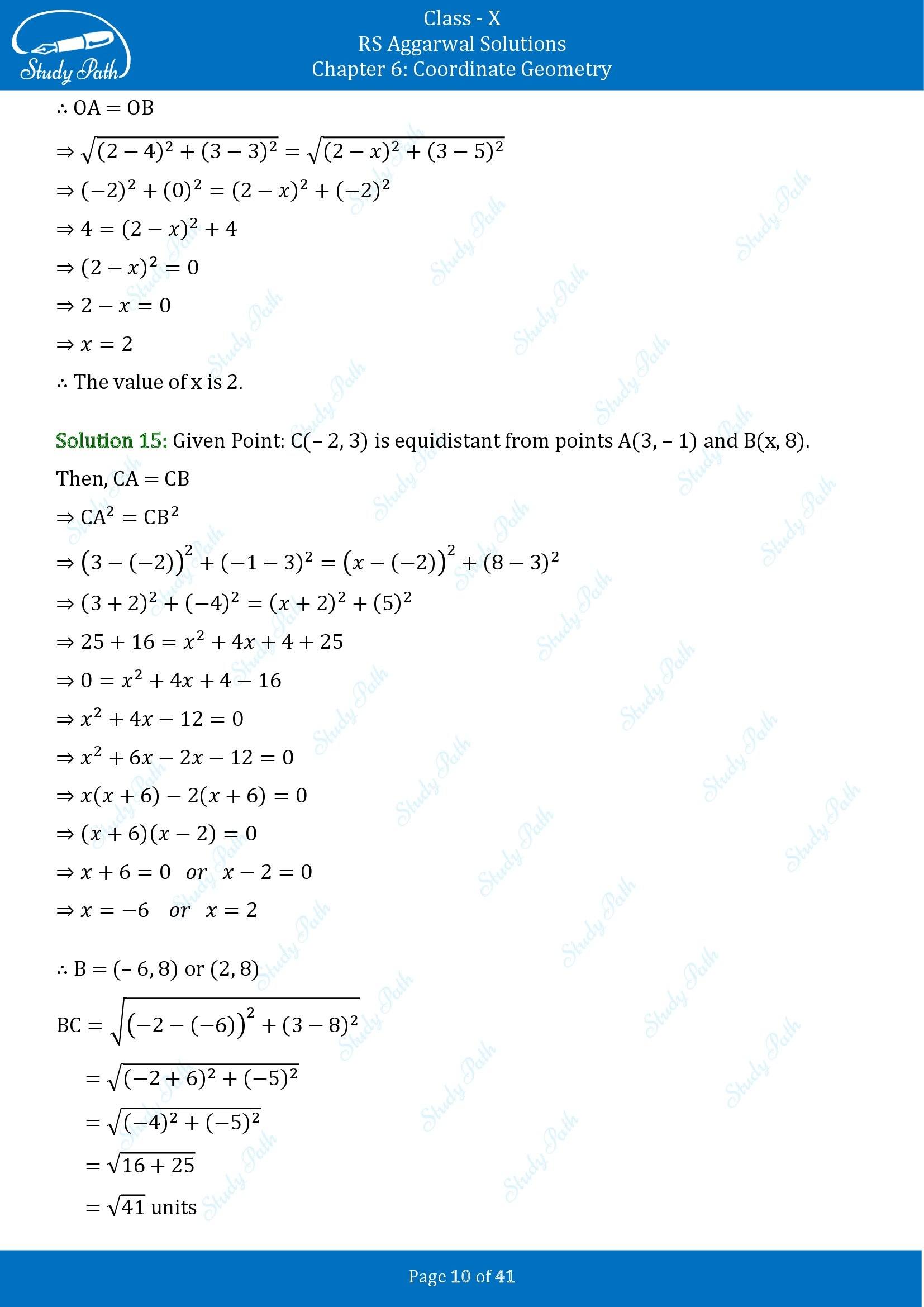 RS Aggarwal Solutions for Class 10 Chapter 6 Coordinate Geometry Exercise 6A 00010