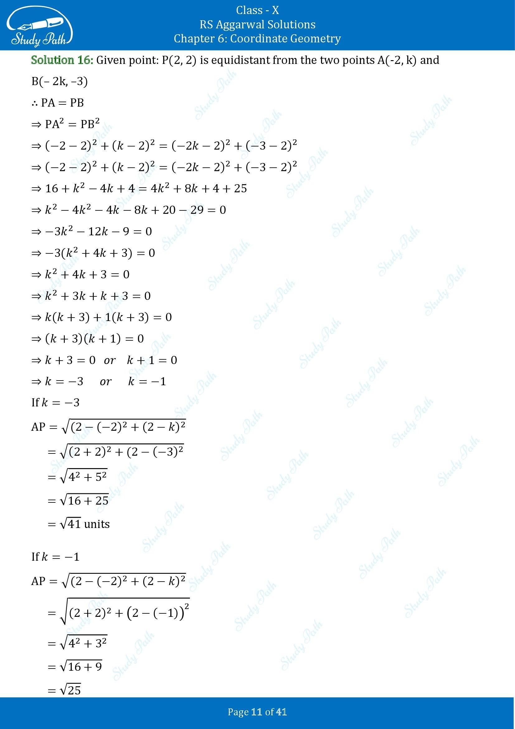 RS Aggarwal Solutions for Class 10 Chapter 6 Coordinate Geometry Exercise 6A 00011