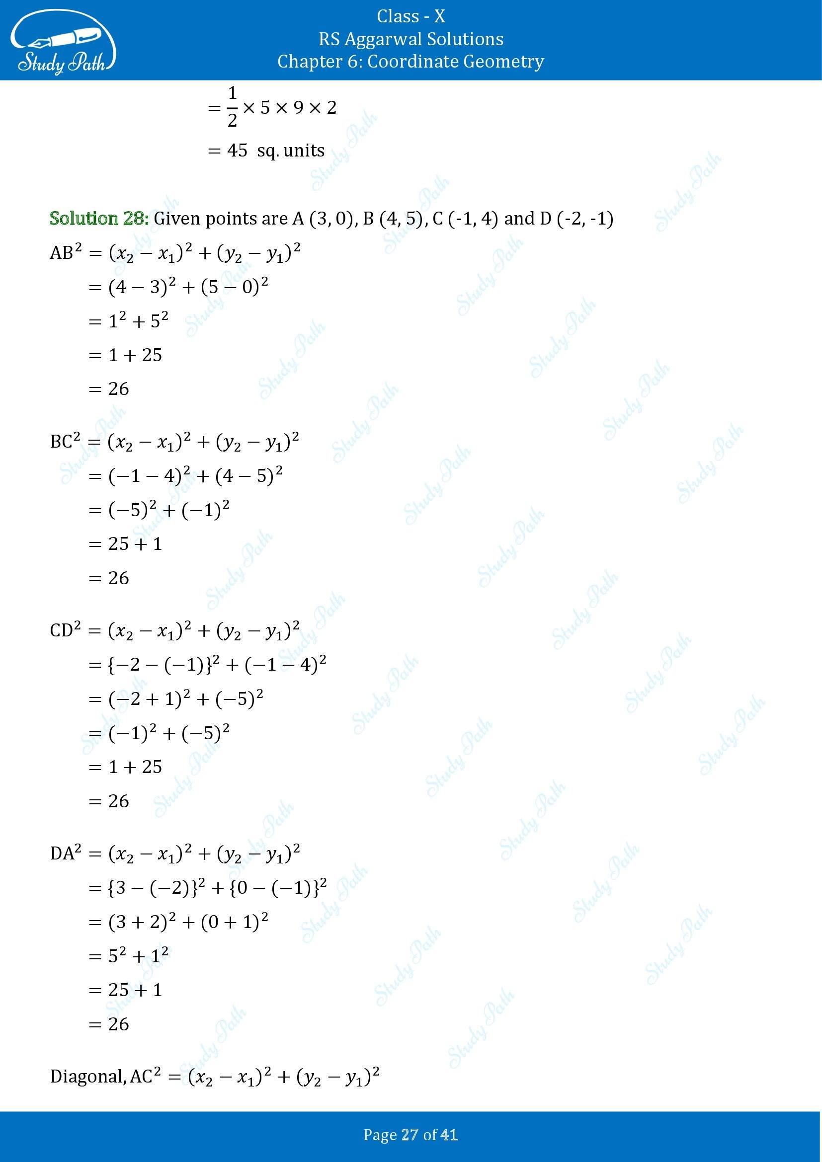 RS Aggarwal Solutions for Class 10 Chapter 6 Coordinate Geometry Exercise 6A 00027