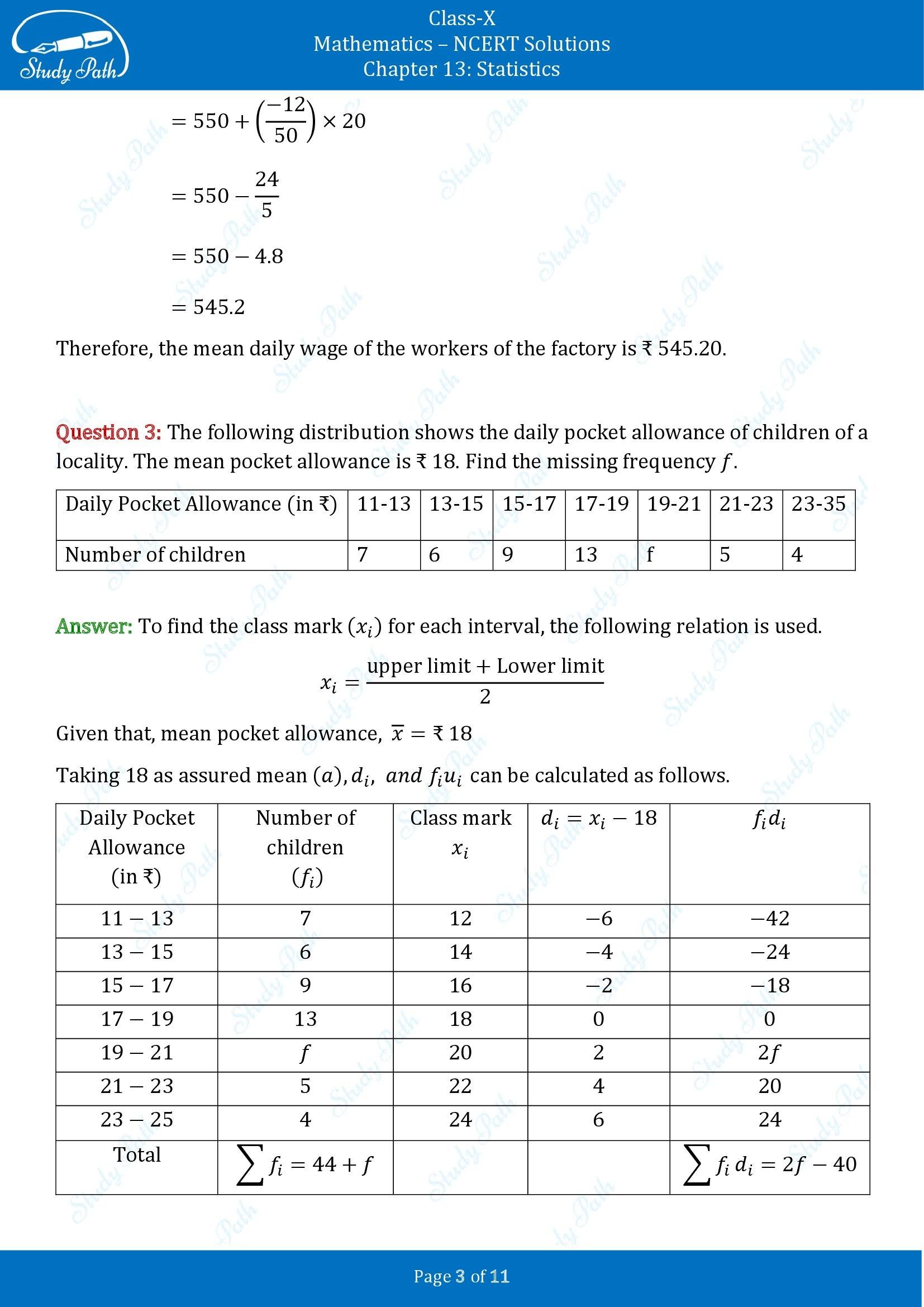 NCERT Solutions for Class 10 Maths Chapter 13 Statistics Exercise 13.1 00003