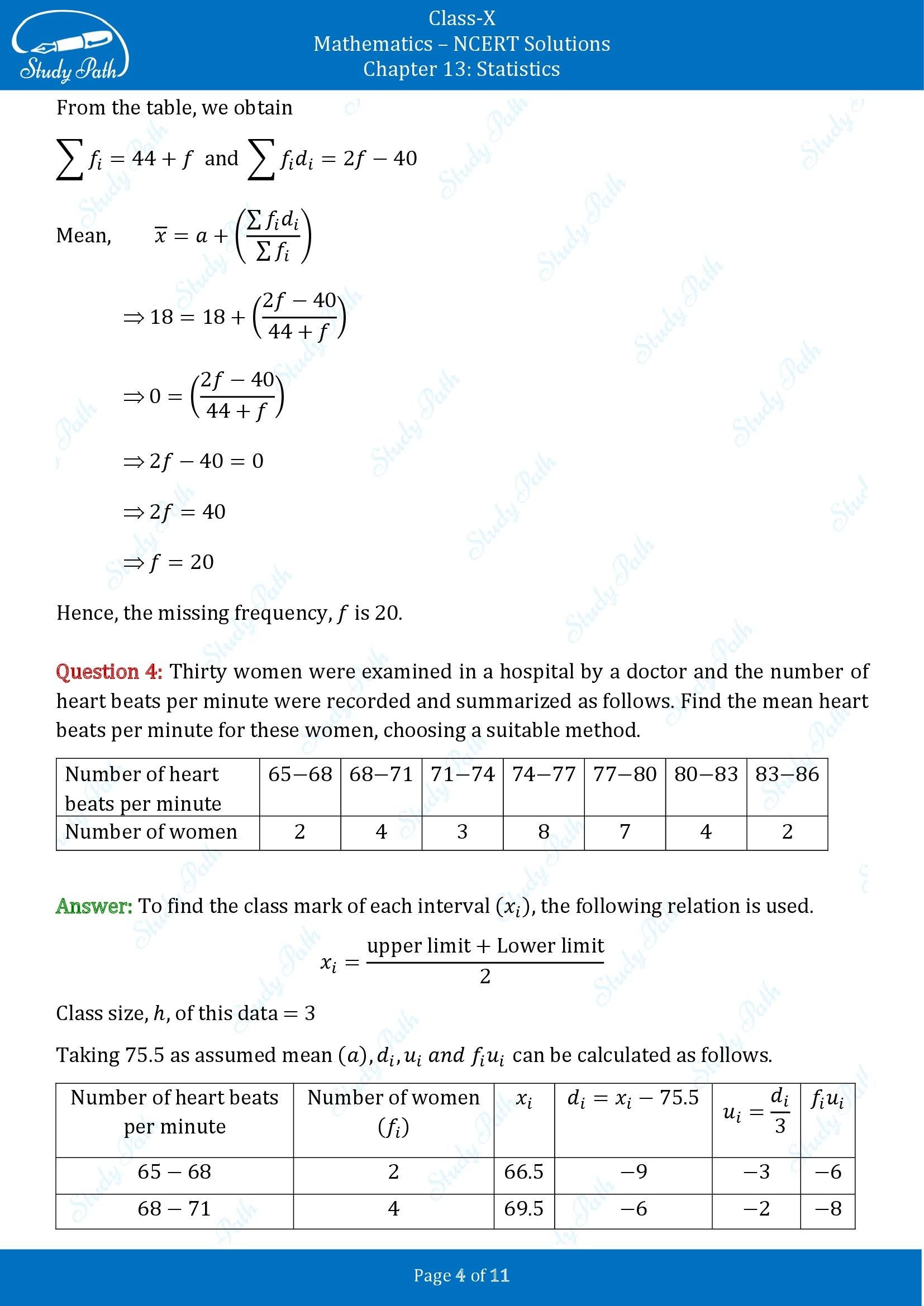 NCERT Solutions for Class 10 Maths Chapter 13 Statistics Exercise 13.1 00004