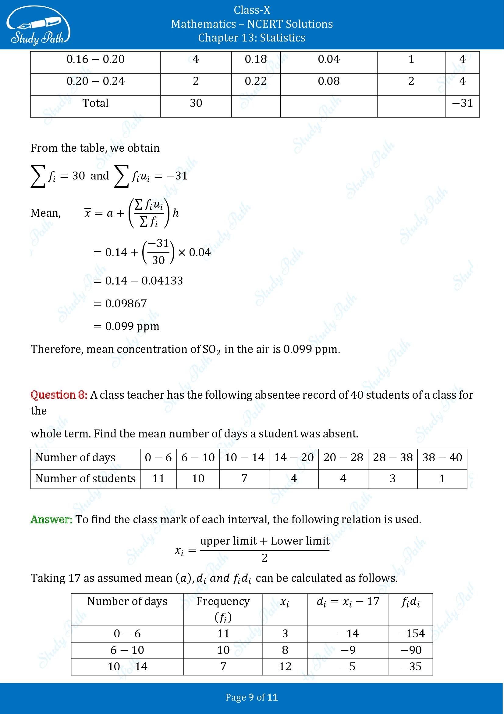 NCERT Solutions for Class 10 Maths Chapter 13 Statistics Exercise 13.1 00009