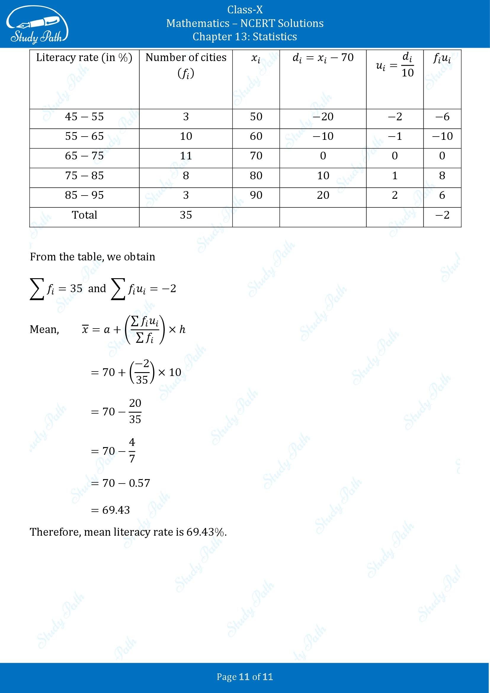 NCERT Solutions for Class 10 Maths Chapter 13 Statistics Exercise 13.1 00011