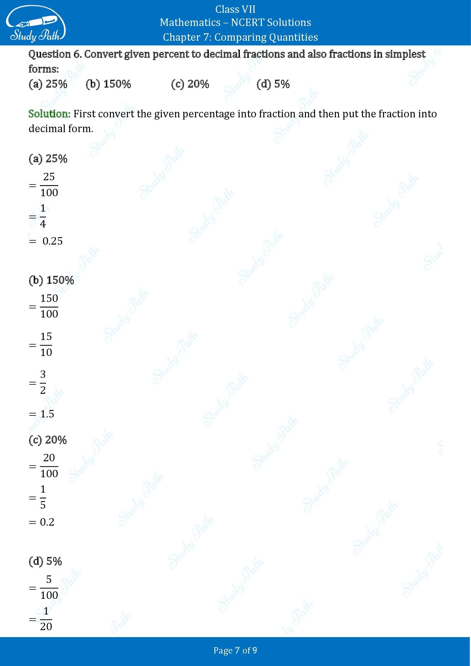 NCERT Solutions for Class 7 Maths Chapter 7 Comparing Quantities Exercise 7.1 00007
