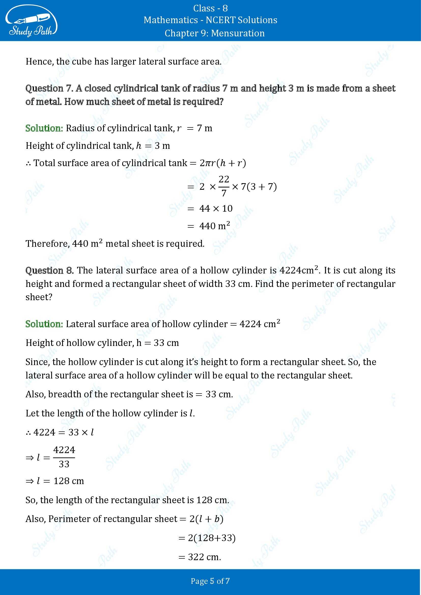 NCERT Solutions for Class 8 Maths Chapter 9 Mensuration Exercise 9.2 00005
