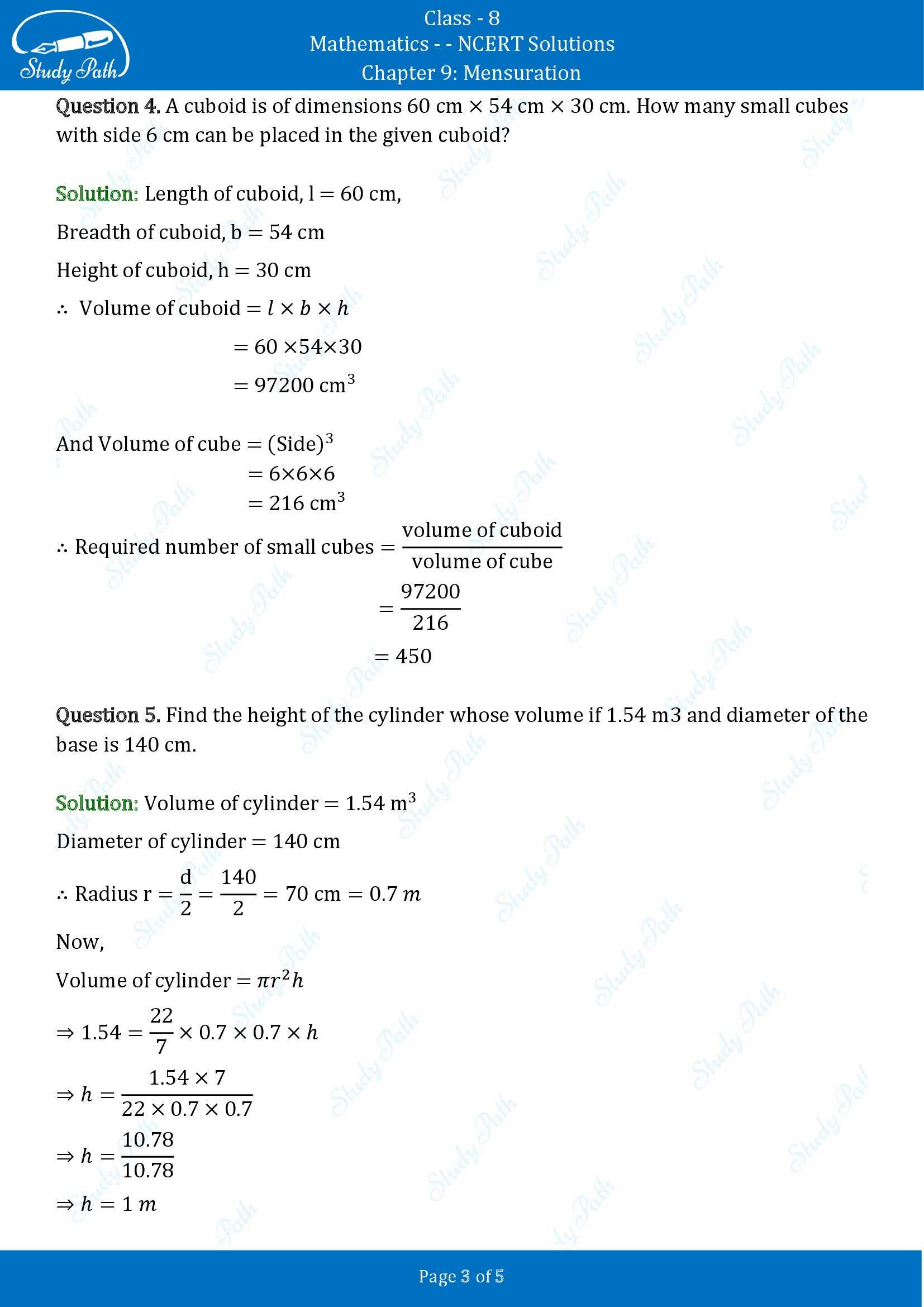 NCERT Solutions for Class 8 Maths Chapter 9 Mensuration Exercise 9.3 00003