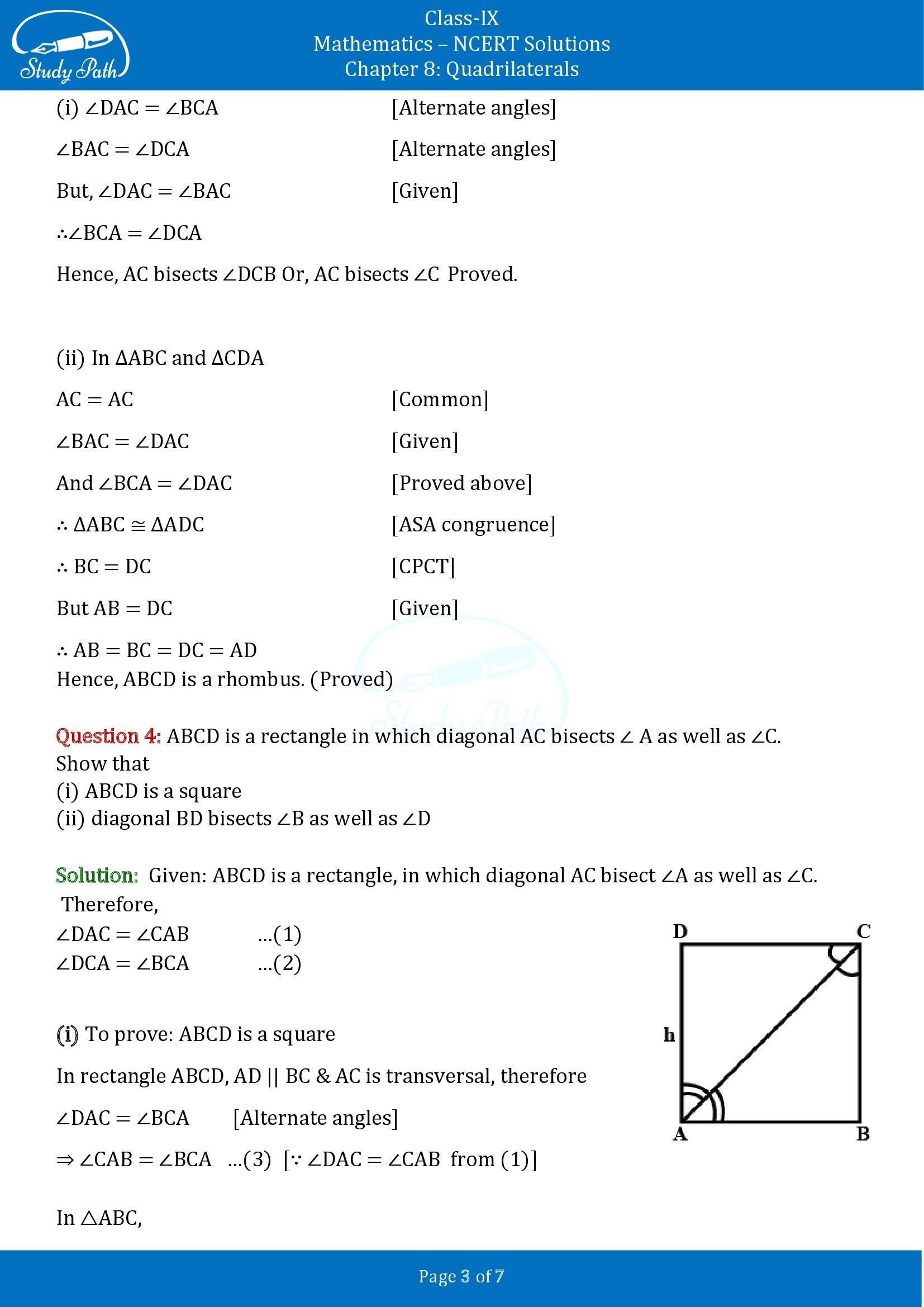 NCERT Solutions for Class 9 Maths Chapter 8 Quadrilaterals Exercise 8.1 00003