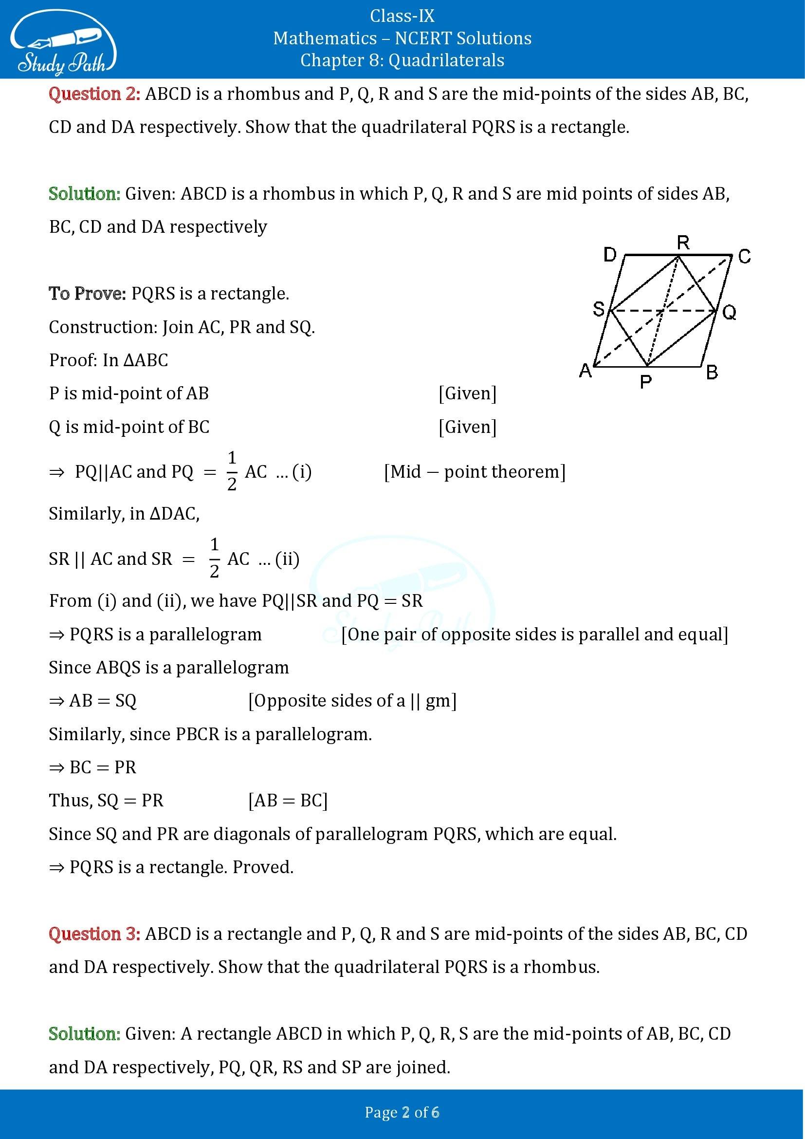 NCERT Solutions for Class 9 Maths Chapter 8 Quadrilaterals Exercise 8.2 00002