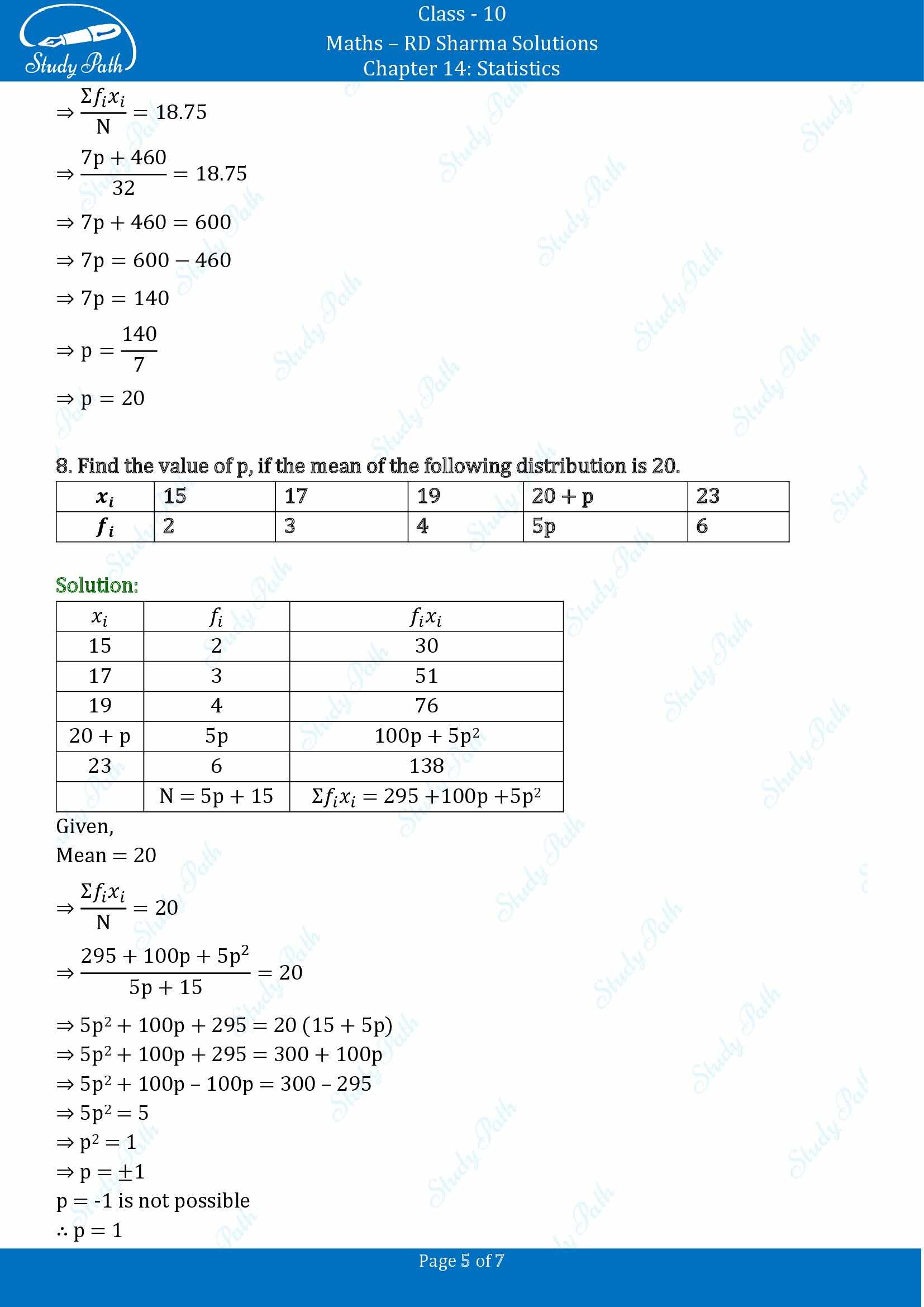 RD Sharma Solutions Class 10 Chapter 14 Statistics Exercise 14.1 00005