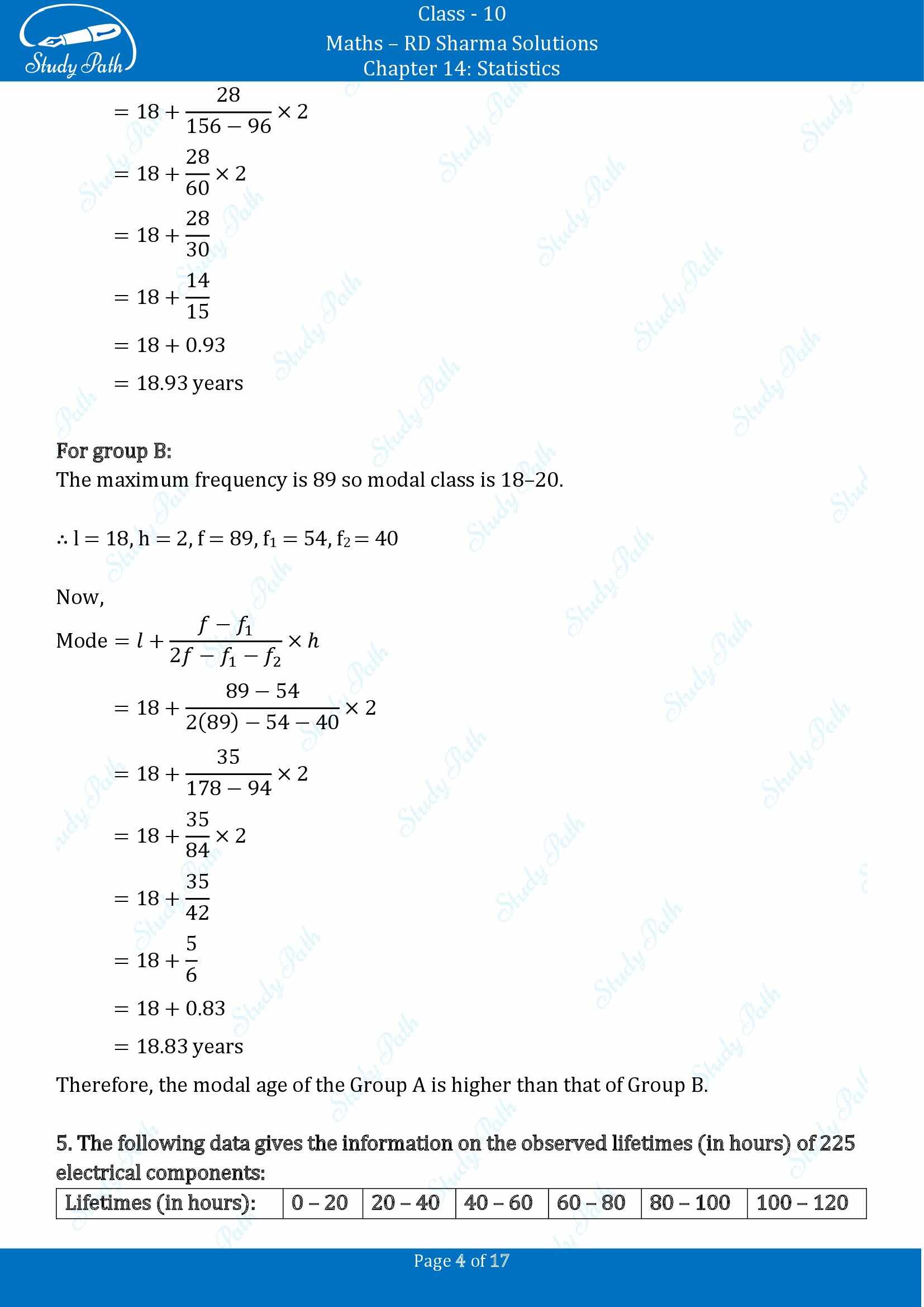 RD Sharma Solutions Class 10 Chapter 14 Statistics Exercise 14.5 00004