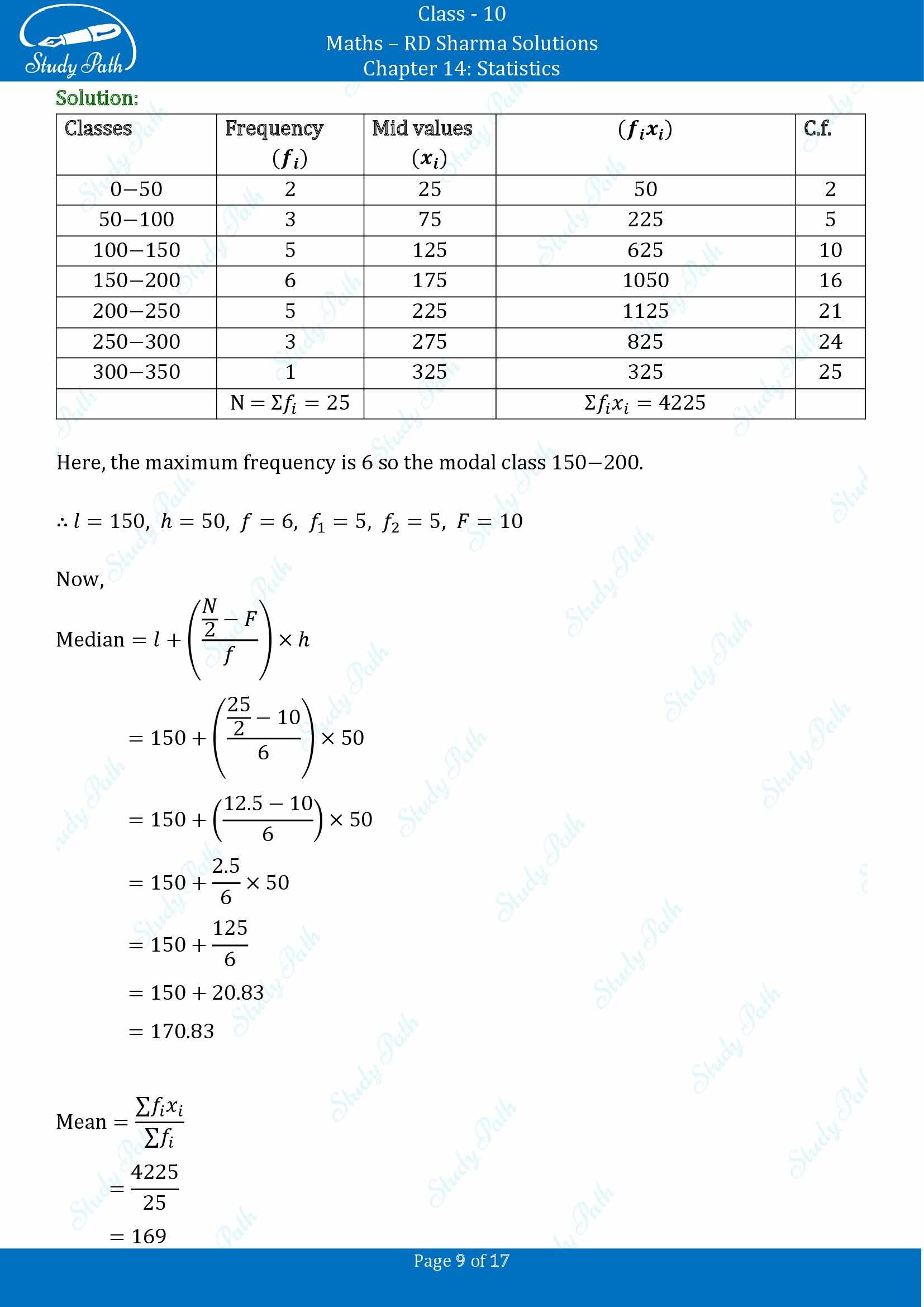 RD Sharma Solutions Class 10 Chapter 14 Statistics Exercise 14.5 00009