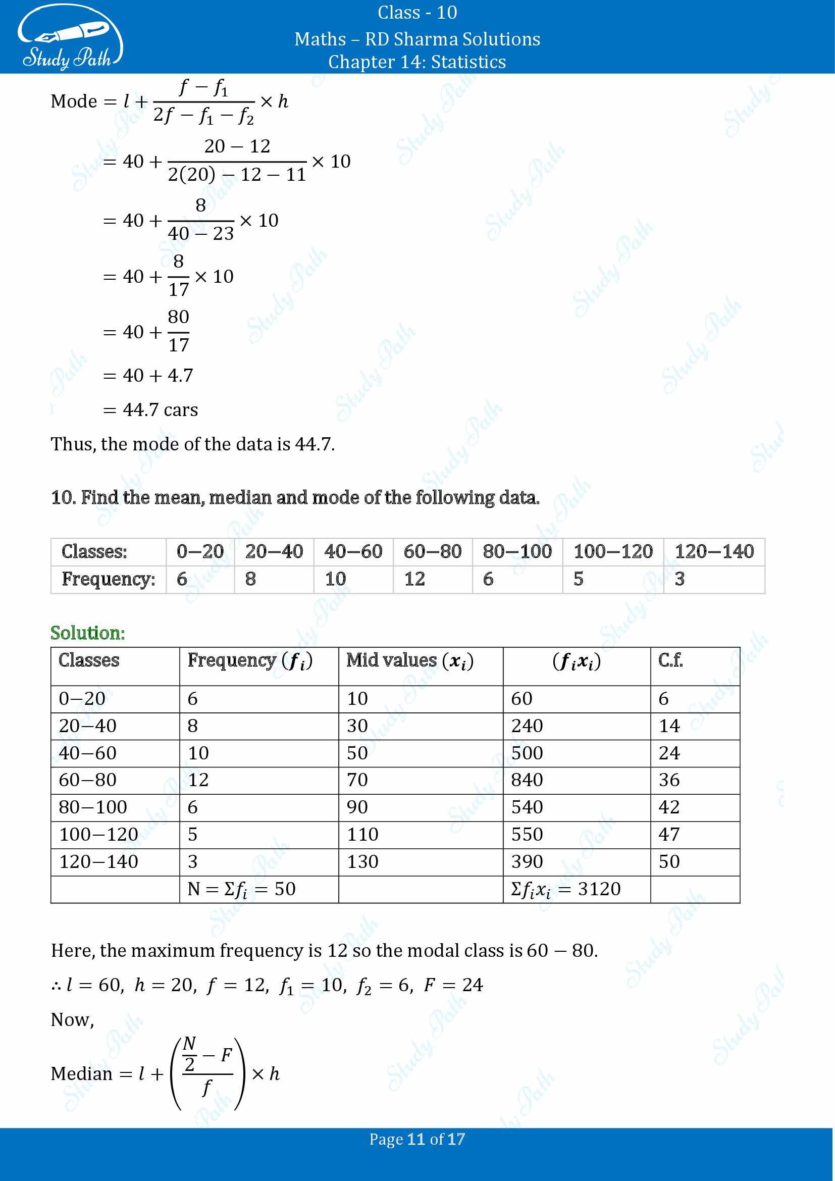RD Sharma Solutions Class 10 Chapter 14 Statistics Exercise 14.5 00011