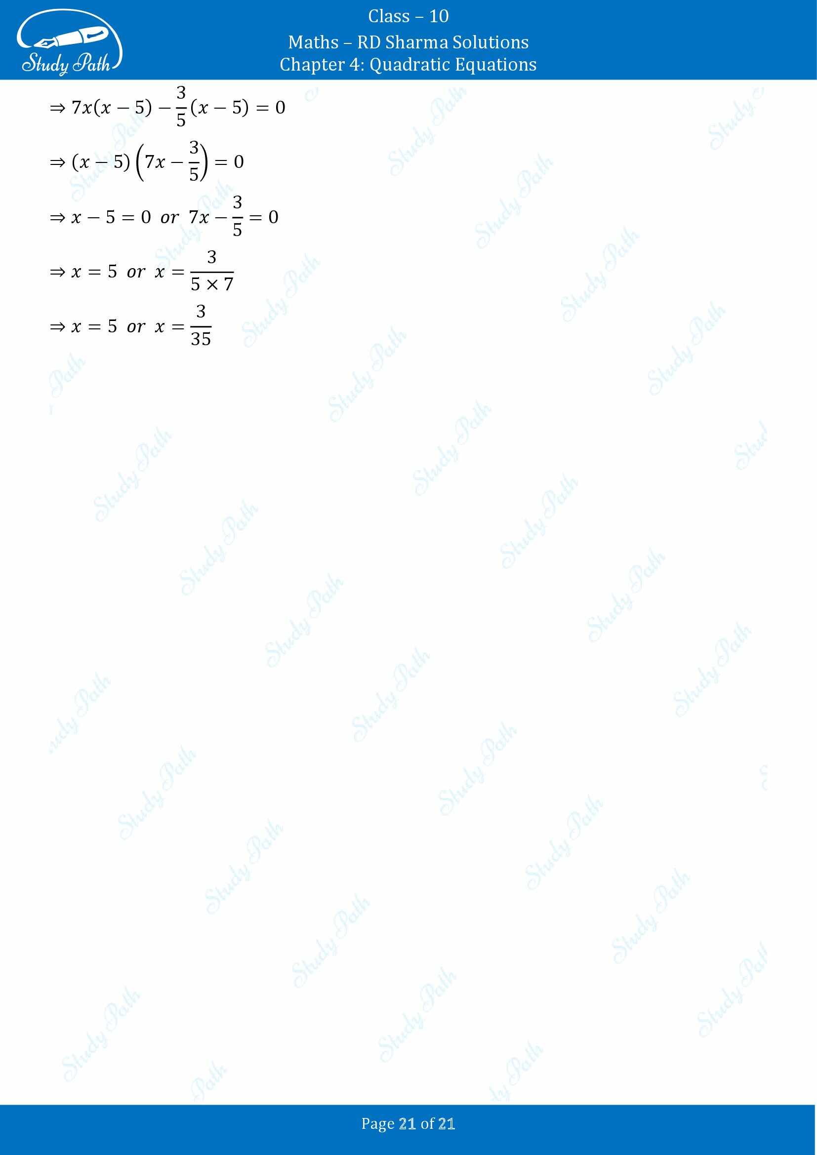 RD Sharma Solutions Class 10 Chapter 4 Quadratic Equations Exercise 4.3 00021