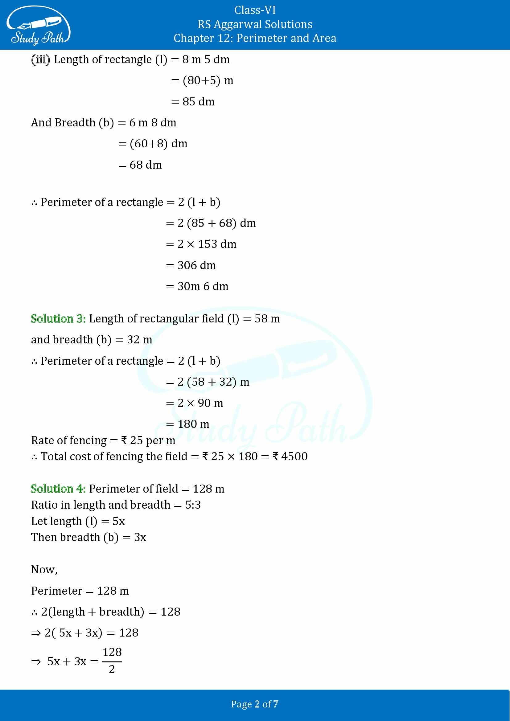 RS Aggarwal Solutions Class 6 Chapter 12 Perimeter and Area Exercise 12A 00002