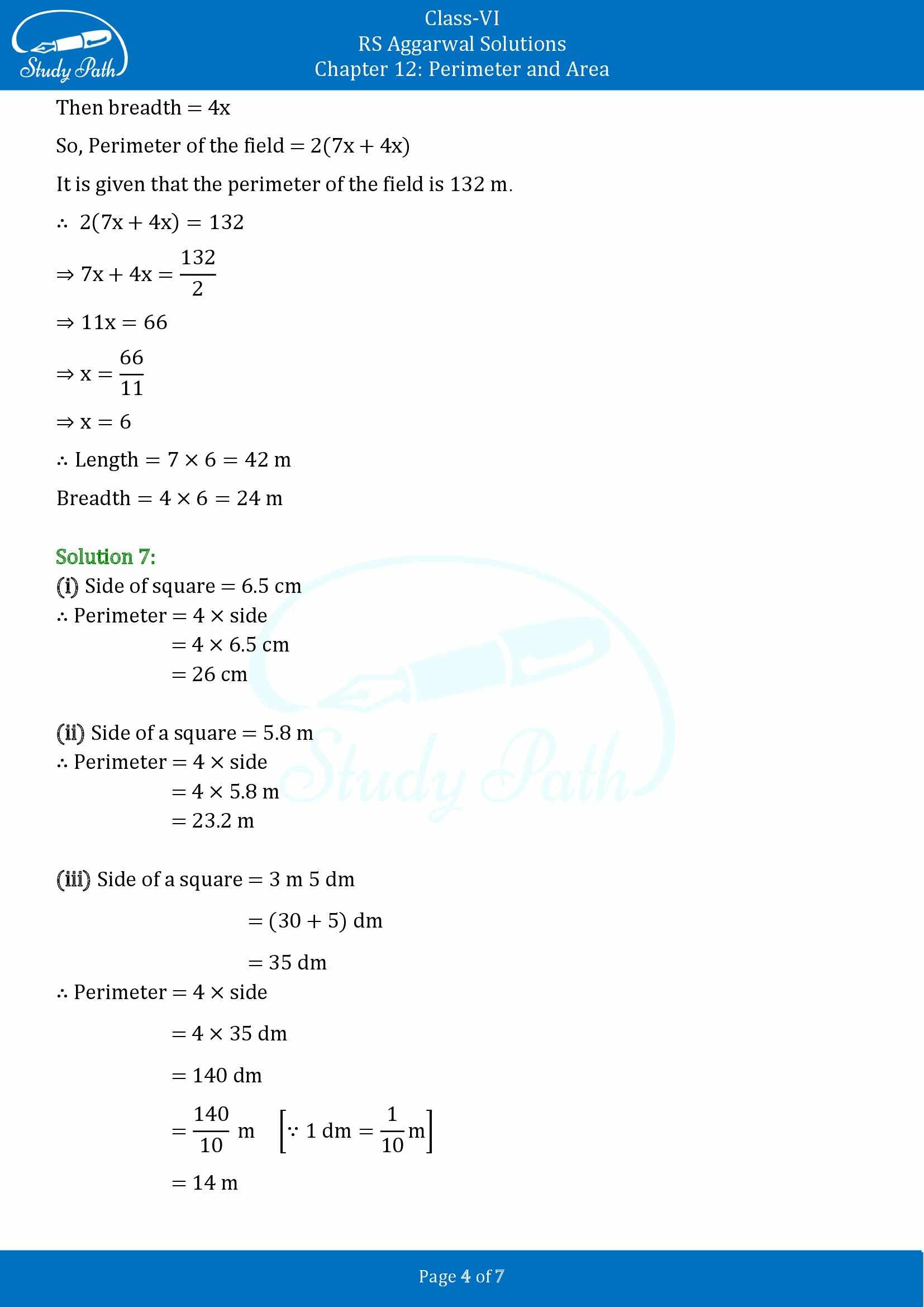 RS Aggarwal Solutions Class 6 Chapter 12 Perimeter and Area Exercise 12A 00004