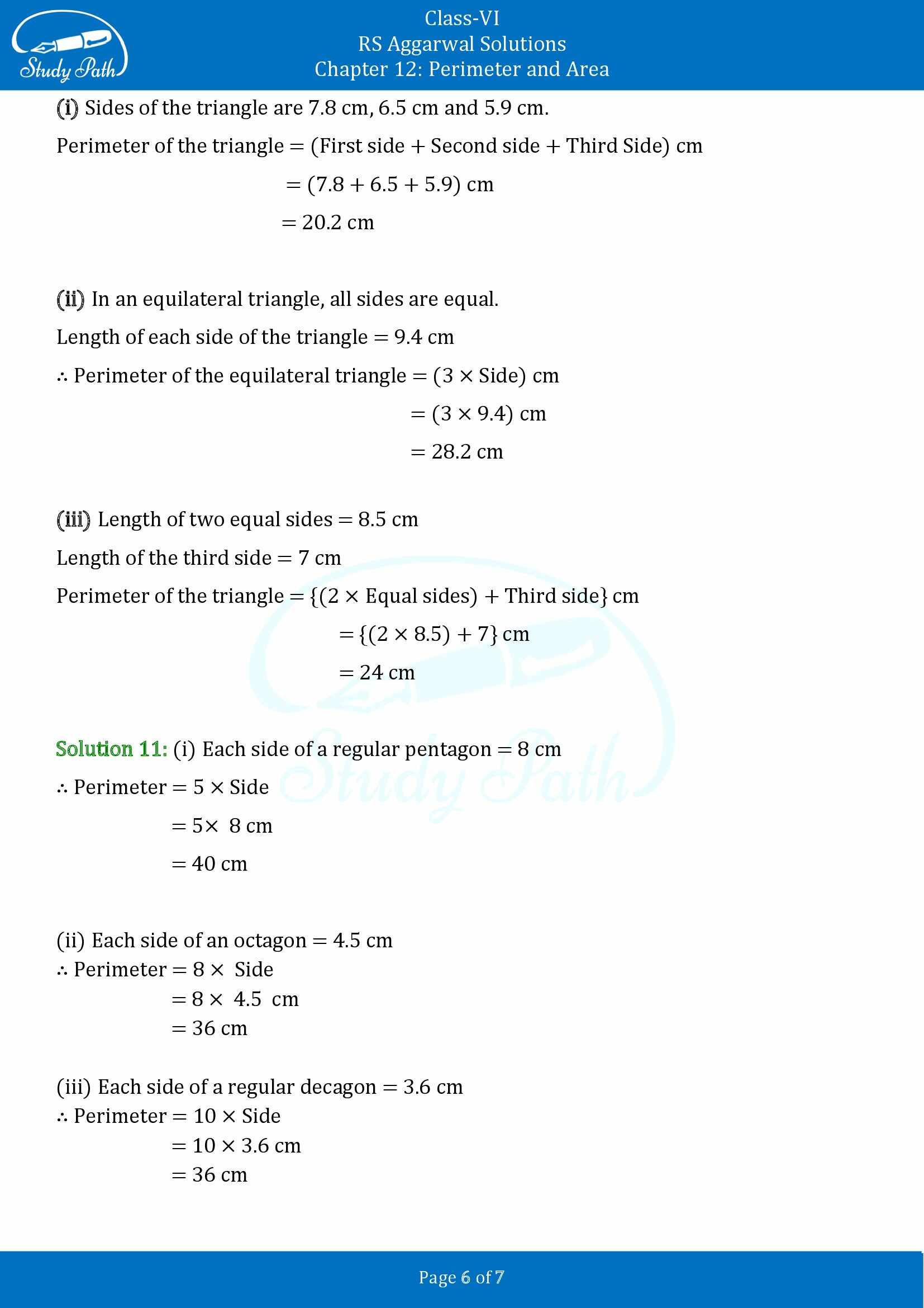 RS Aggarwal Solutions Class 6 Chapter 12 Perimeter and Area Exercise 12A 00006