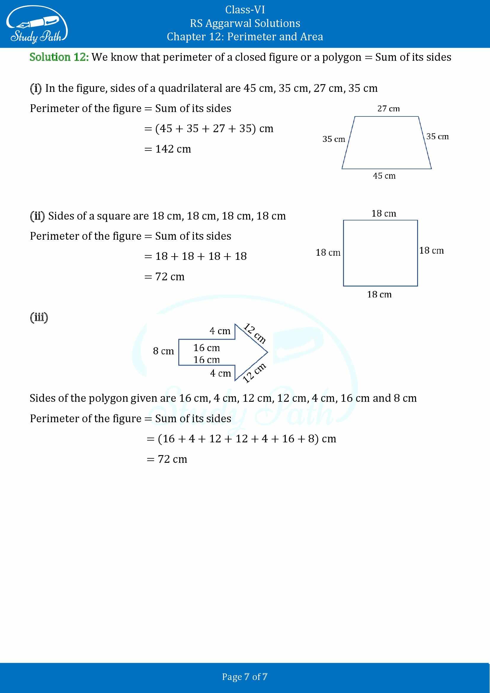 RS Aggarwal Solutions Class 6 Chapter 12 Perimeter and Area Exercise 12A 00007