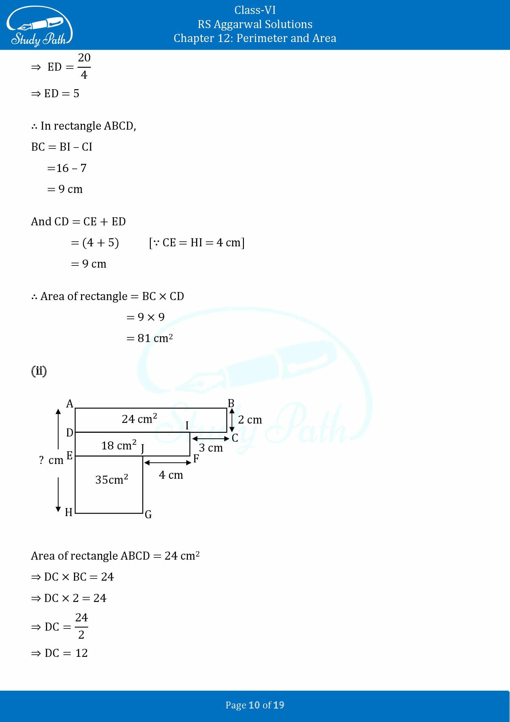 RS Aggarwal Solutions Class 6 Chapter 12 Perimeter and Area Exercise 12E 00010