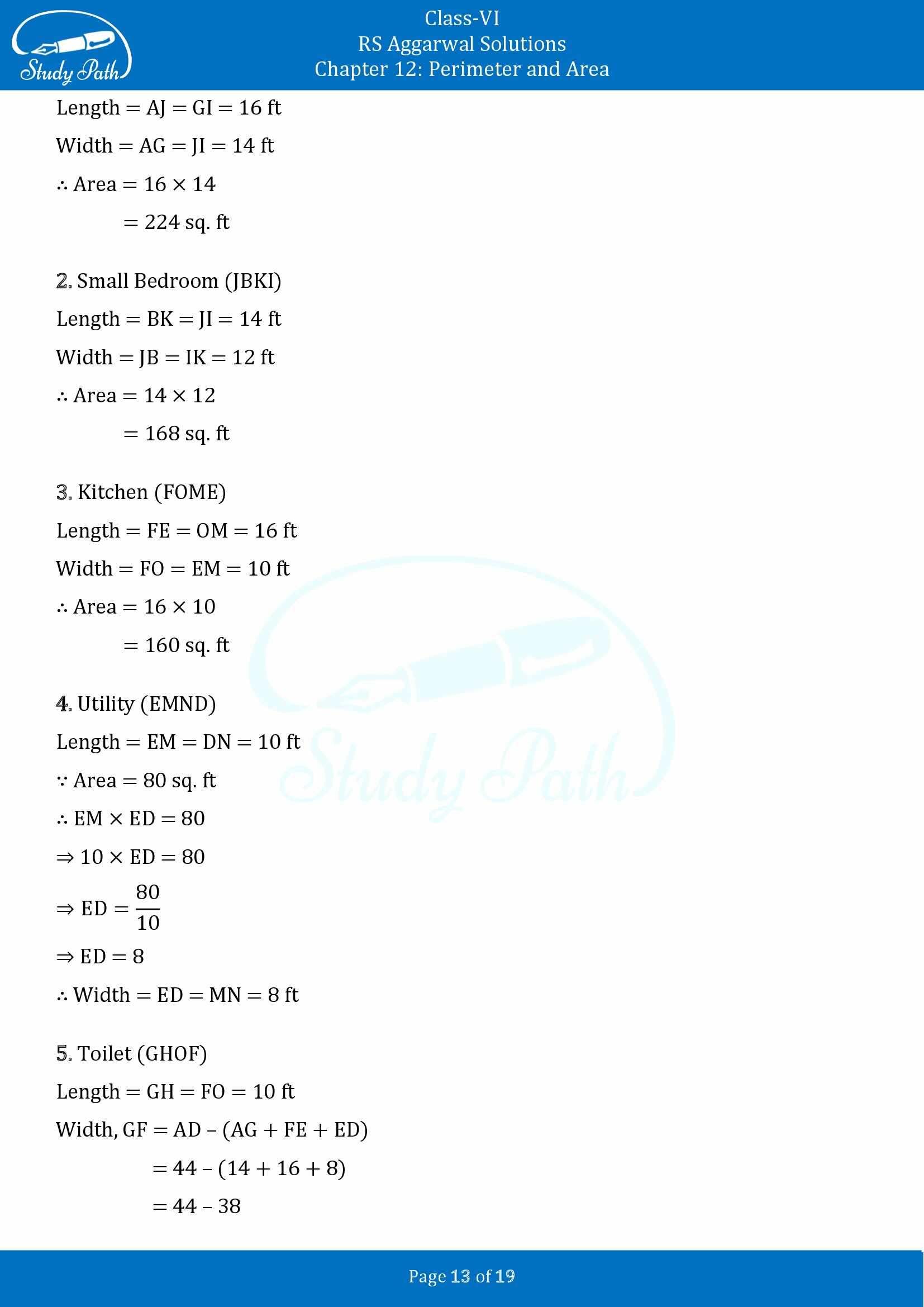RS Aggarwal Solutions Class 6 Chapter 12 Perimeter and Area Exercise 12E 00013