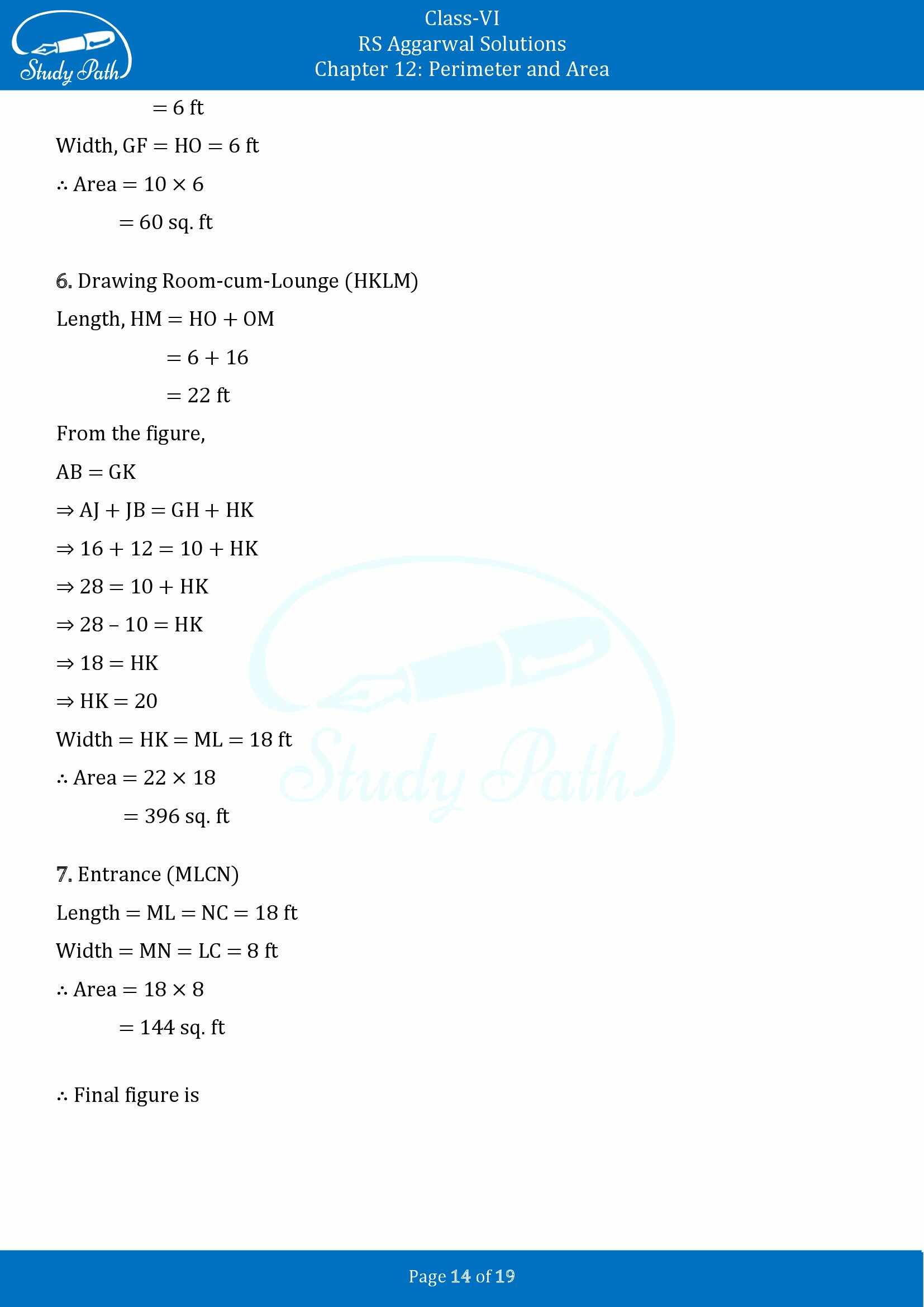 RS Aggarwal Solutions Class 6 Chapter 12 Perimeter and Area Exercise 12E 00014