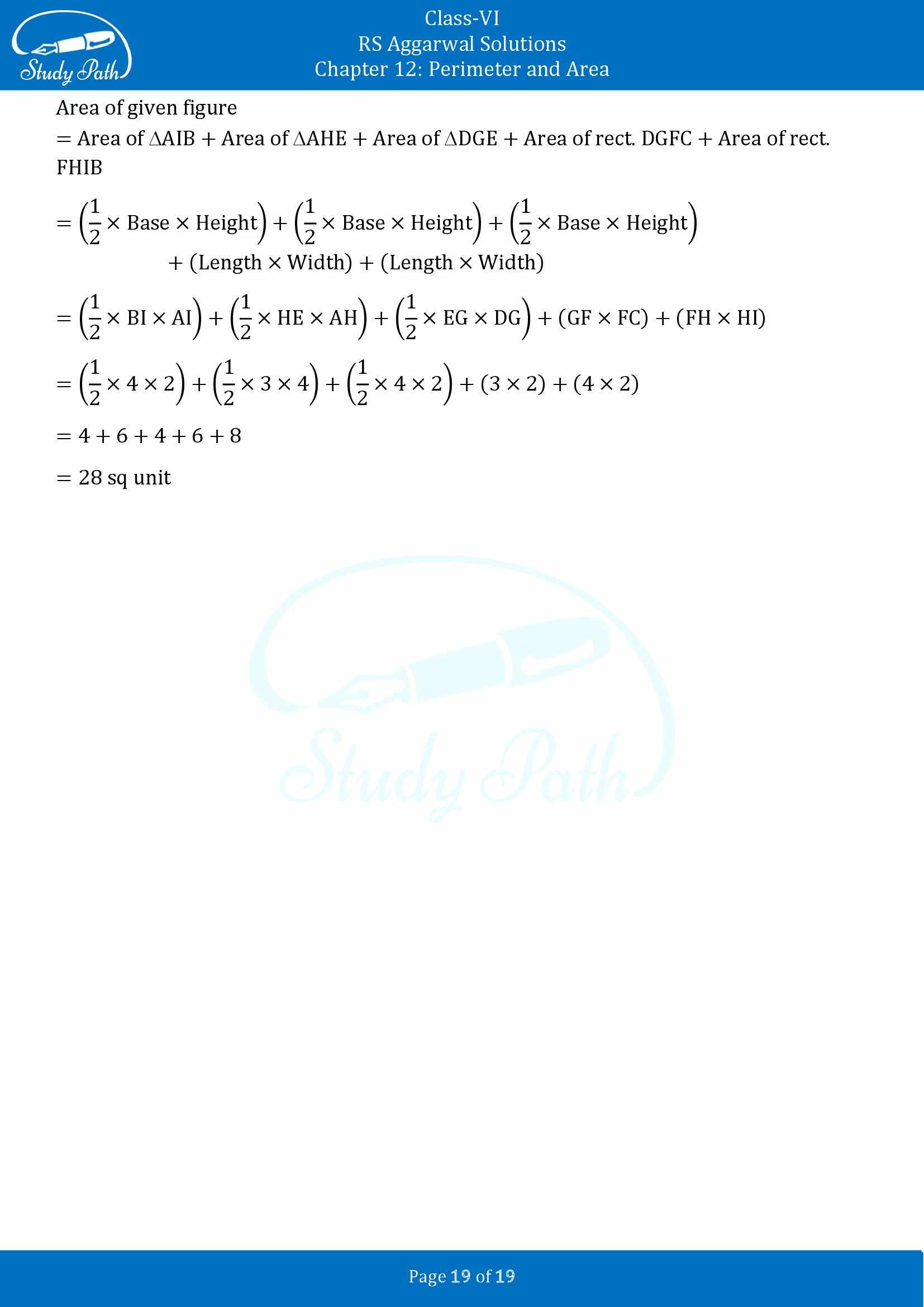 RS Aggarwal Solutions Class 6 Chapter 12 Perimeter and Area Exercise 12E 00019