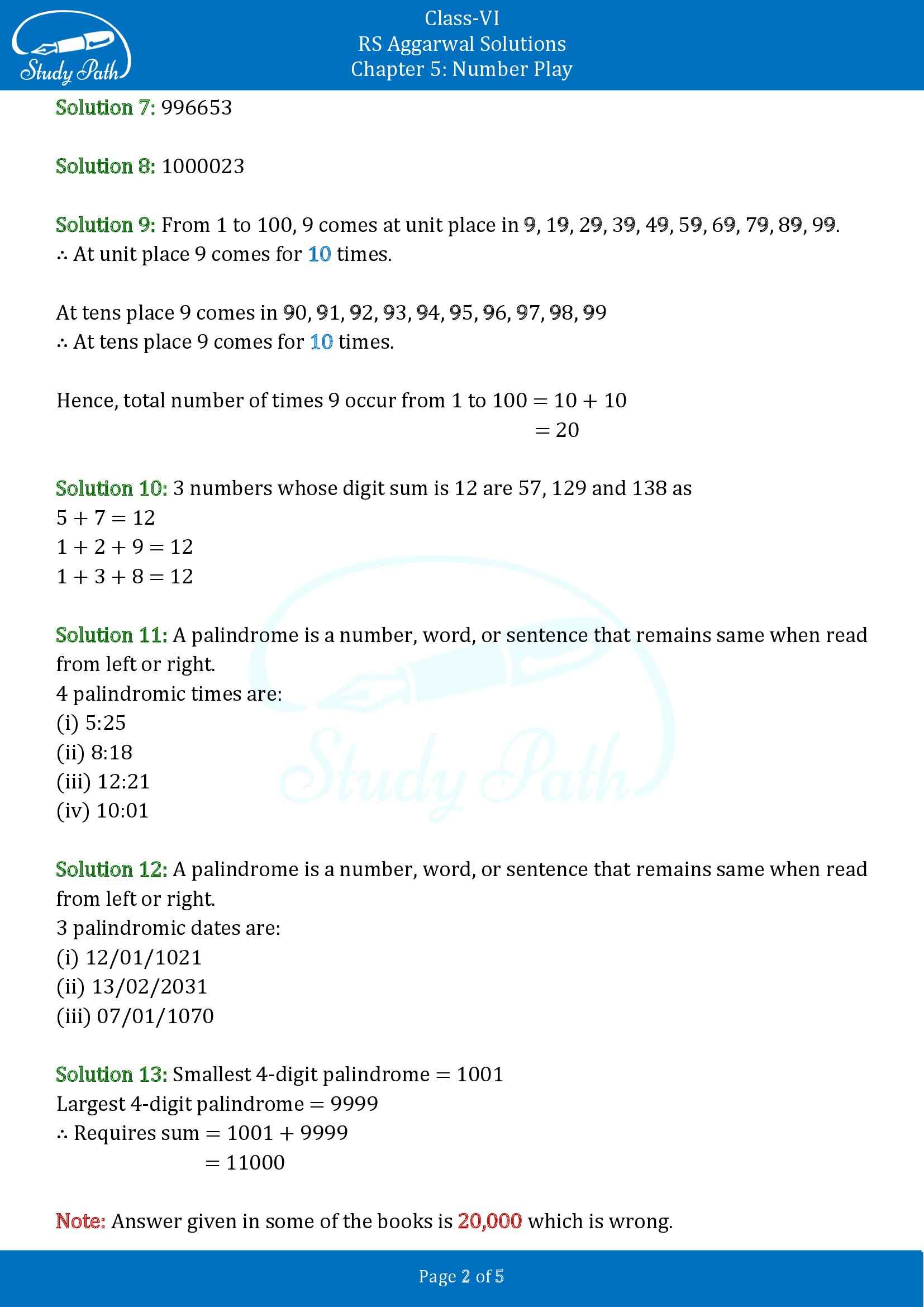 RS Aggarwal Solutions Class 6 Chapter 5 Number Play Exercise 5 00002