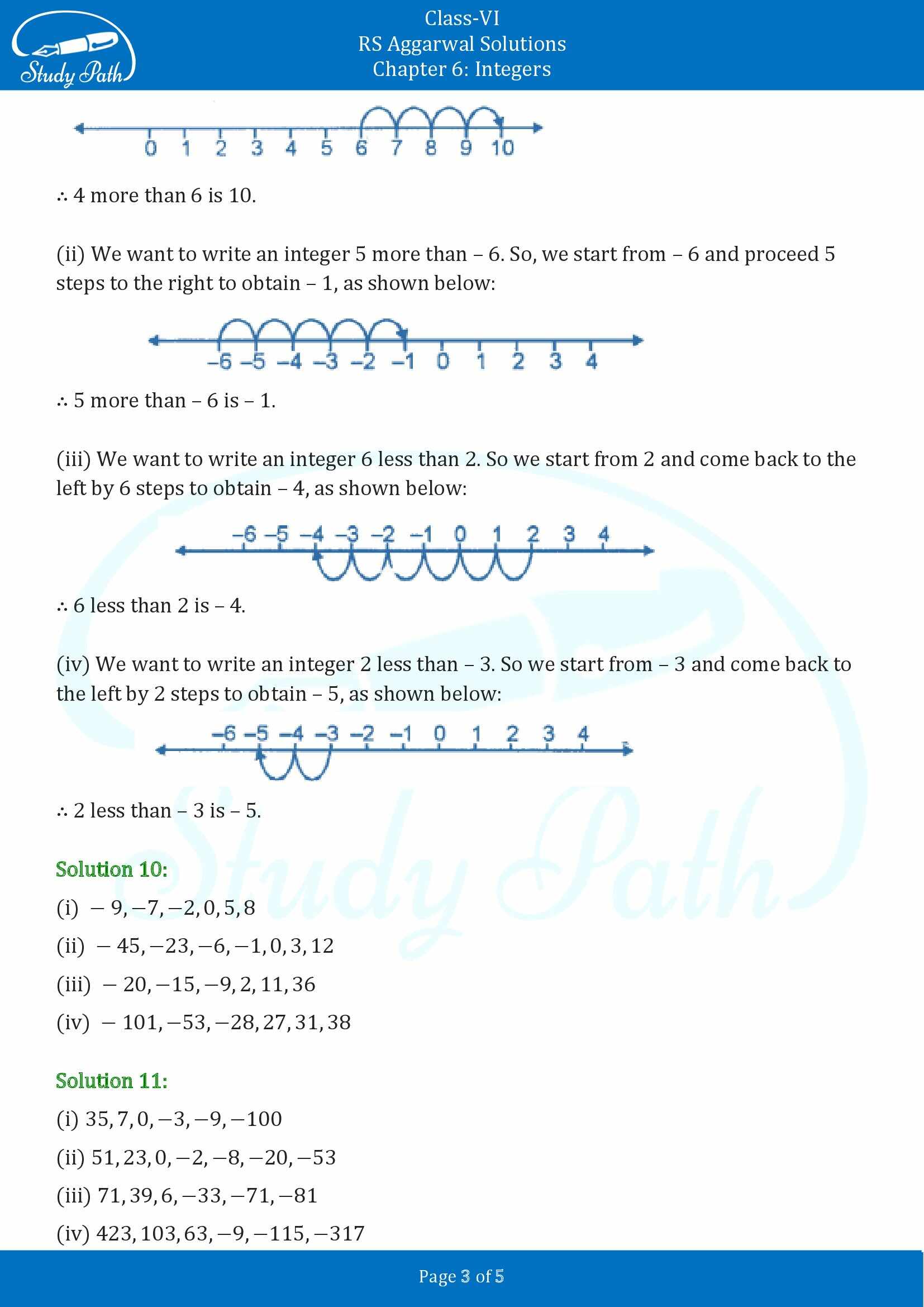 RS Aggarwal Solutions Class 6 Chapter 6 Integers Exercise 6A 00003