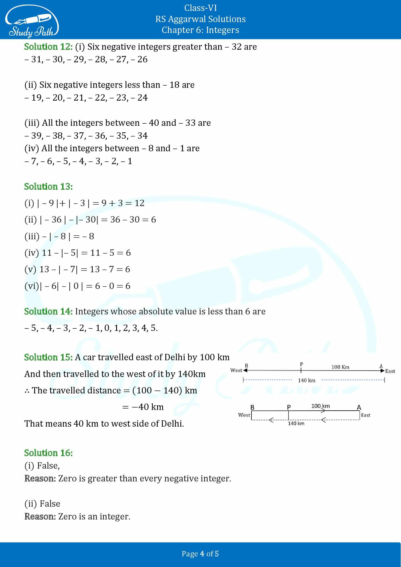 RS Aggarwal Solutions Class 6 Chapter 6 Integers Exercise 6A 00004
