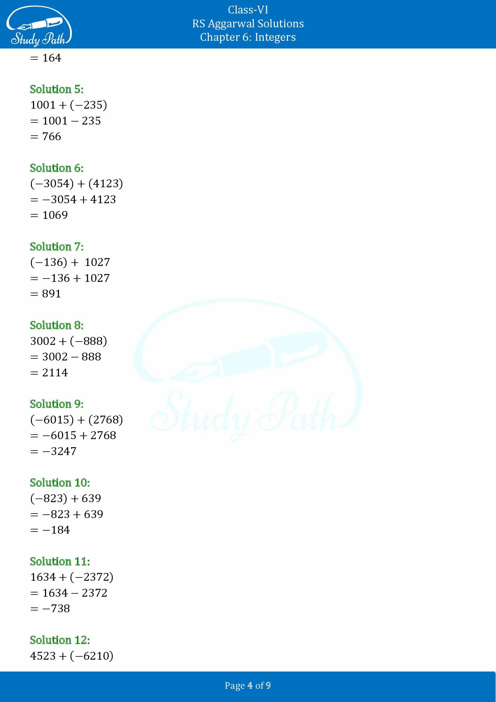 RS Aggarwal Solutions Class 6 Chapter 6 Integers Exercise 6B 00004