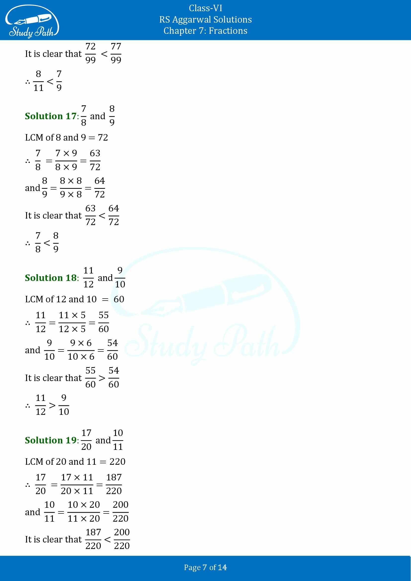 RS Aggarwal Solutions Class 6 Chapter 7 Fractions Exercise 7D 00007