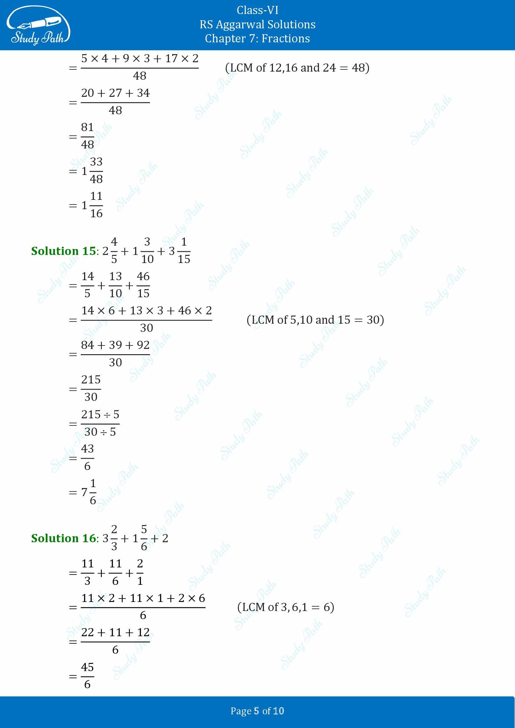 RS Aggarwal Solutions Class 6 Chapter 7 Fractions Exercise 7E 00005
