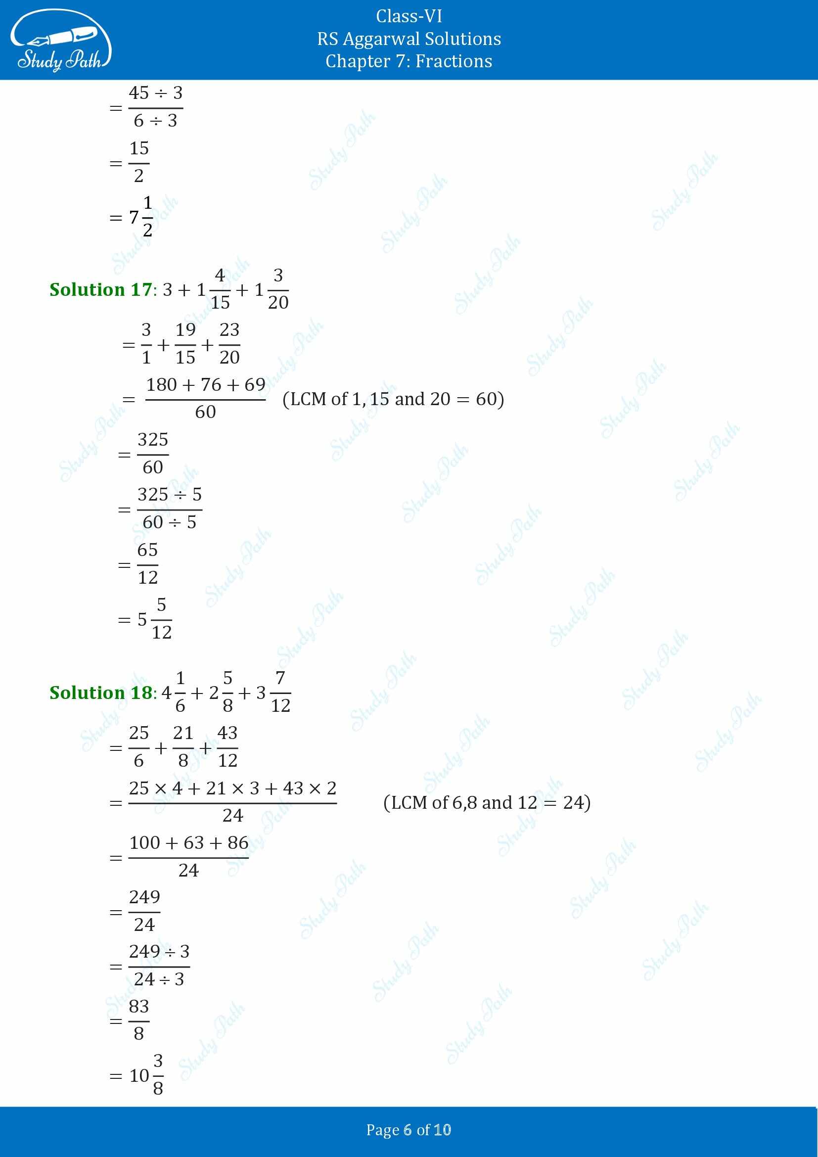 RS Aggarwal Solutions Class 6 Chapter 7 Fractions Exercise 7E 00006