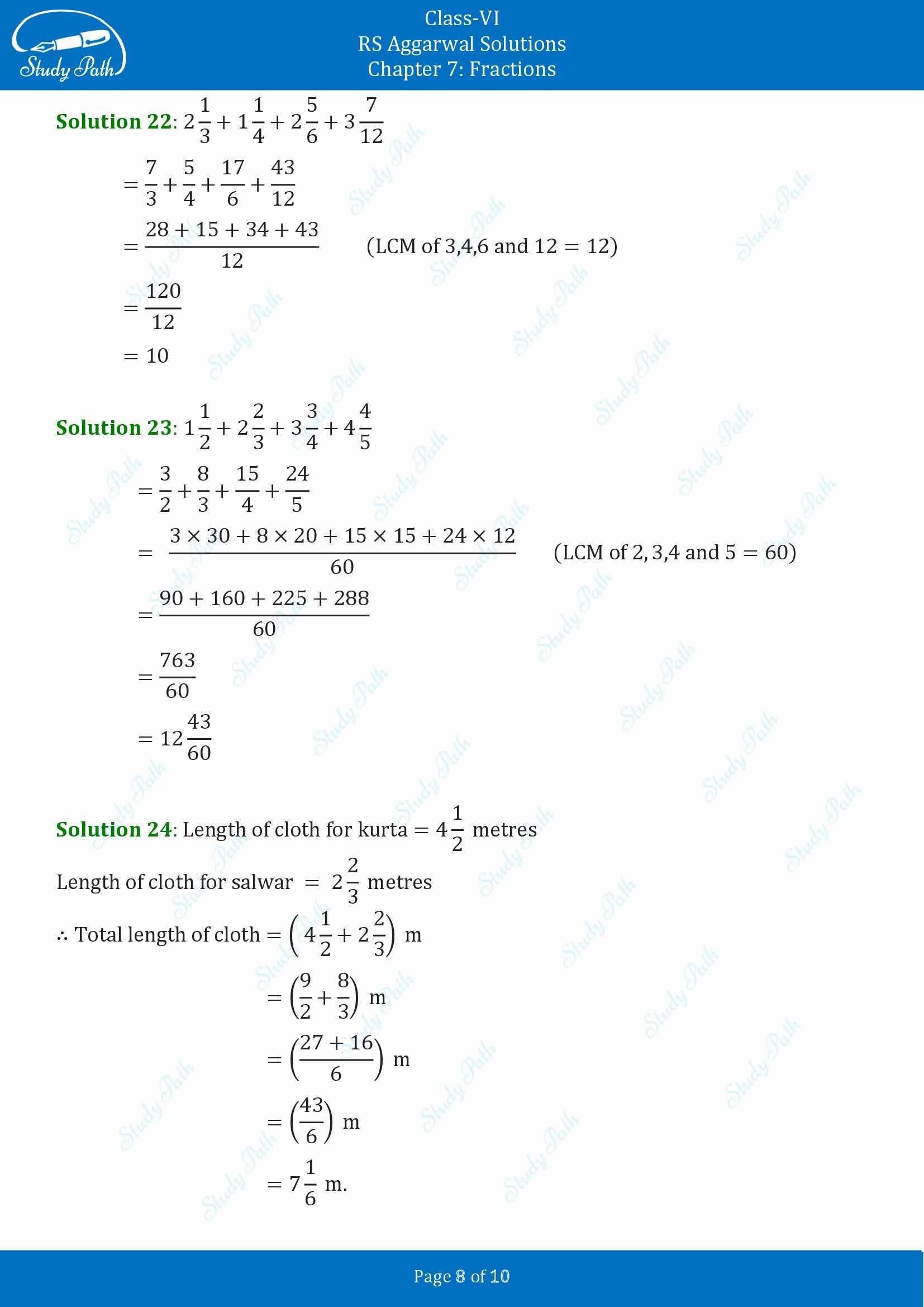 RS Aggarwal Solutions Class 6 Chapter 7 Fractions Exercise 7E 00008