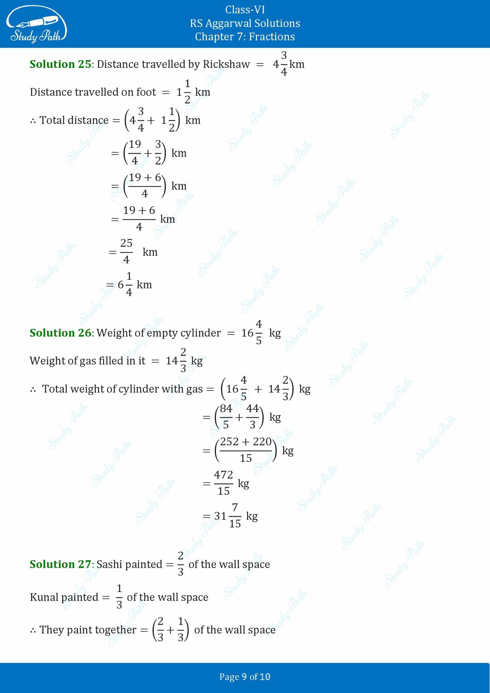 RS Aggarwal Solutions Class 6 Chapter 7 Fractions Exercise 7E 00009