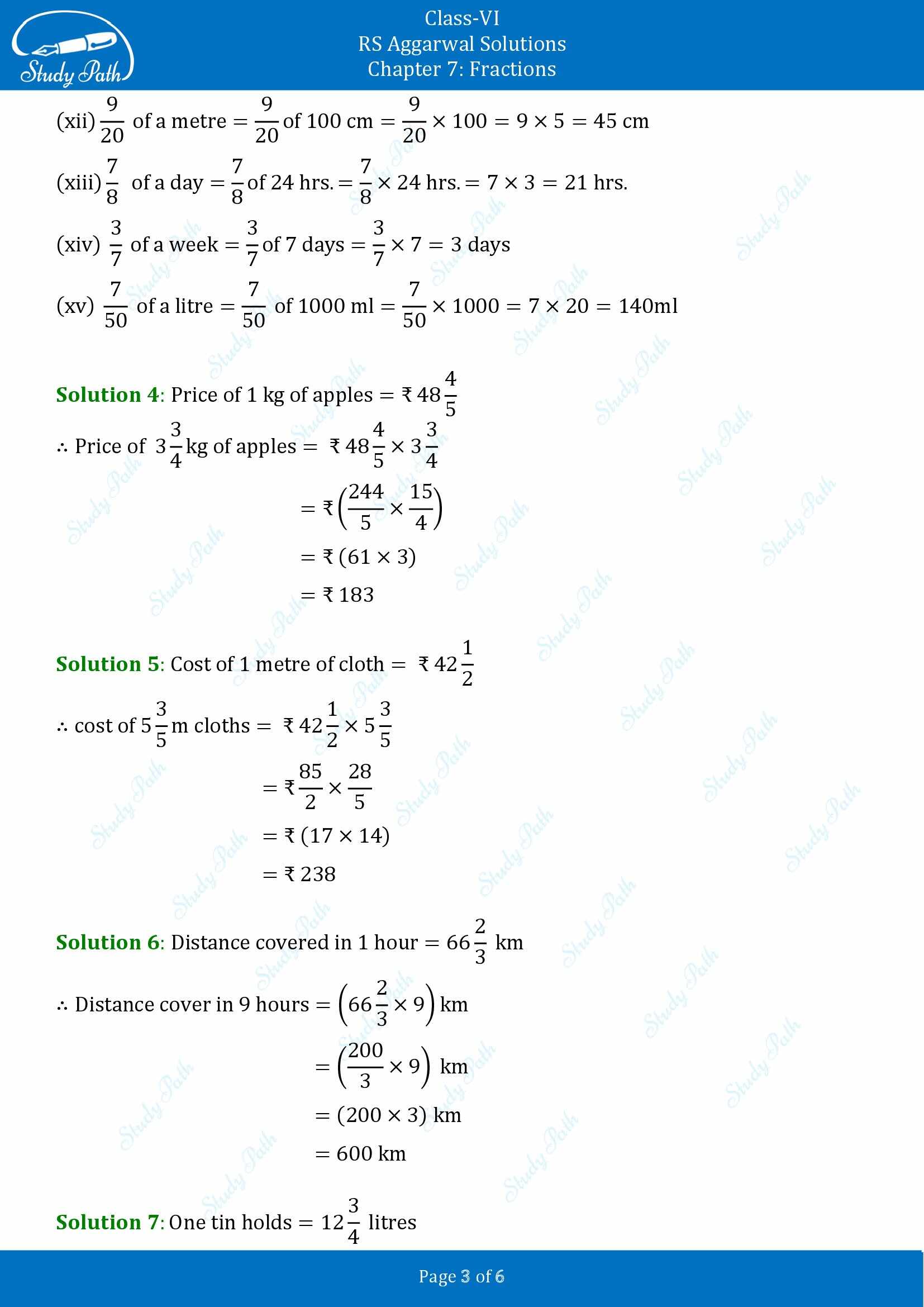 RS Aggarwal Solutions Class 6 Chapter 7 Fractions Exercise 7G 00003