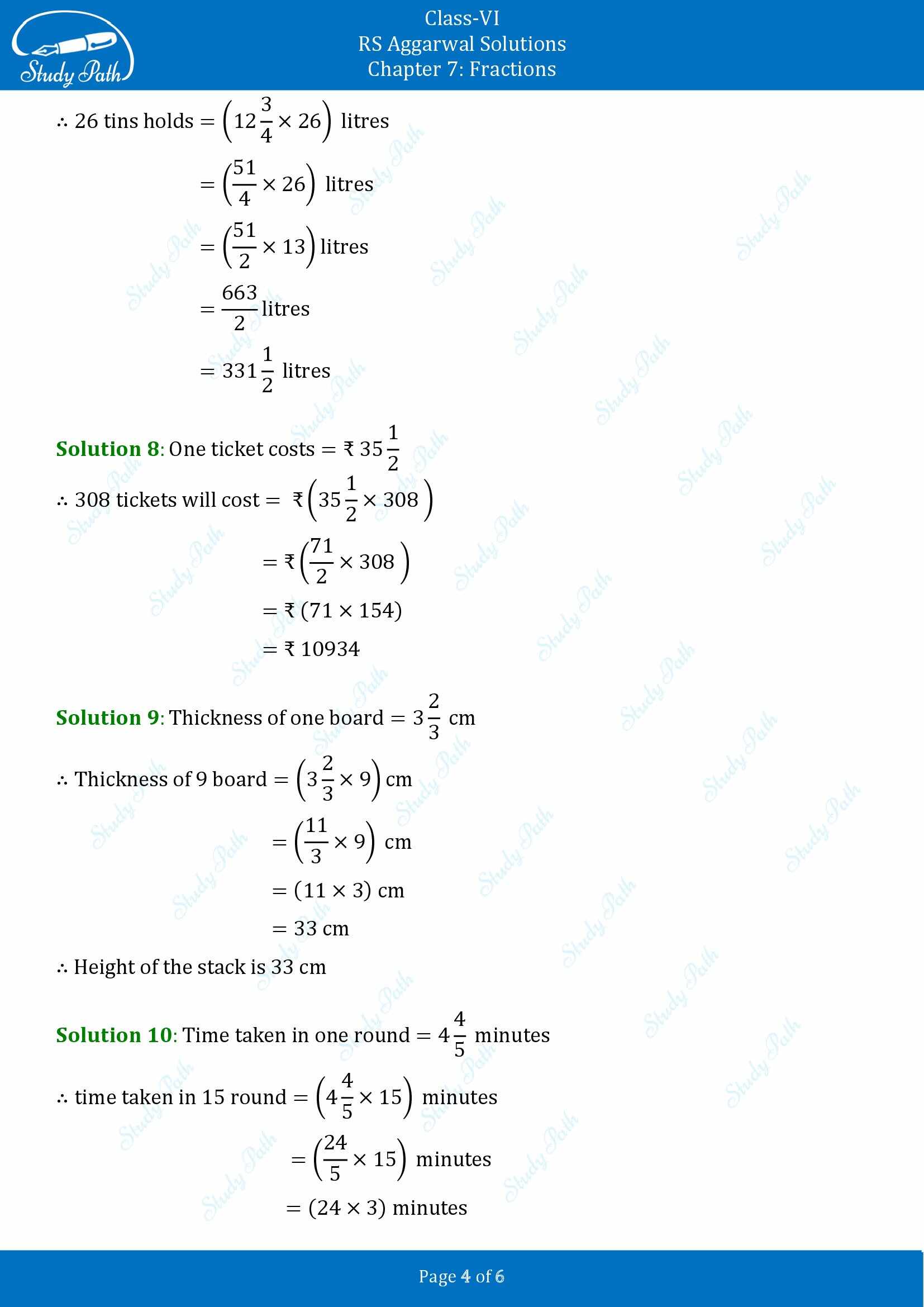 RS Aggarwal Solutions Class 6 Chapter 7 Fractions Exercise 7G 00004