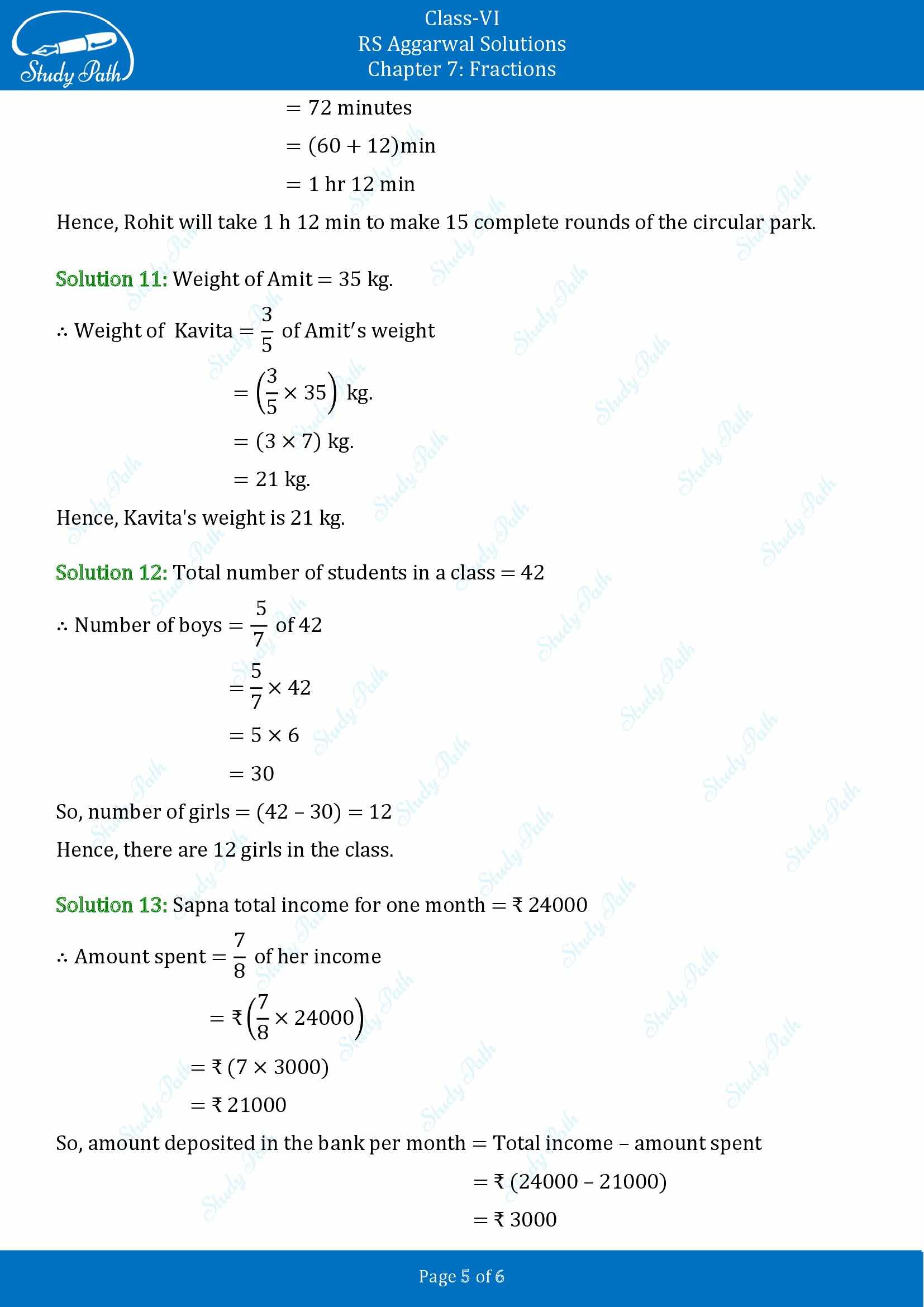 RS Aggarwal Solutions Class 6 Chapter 7 Fractions Exercise 7G 00005