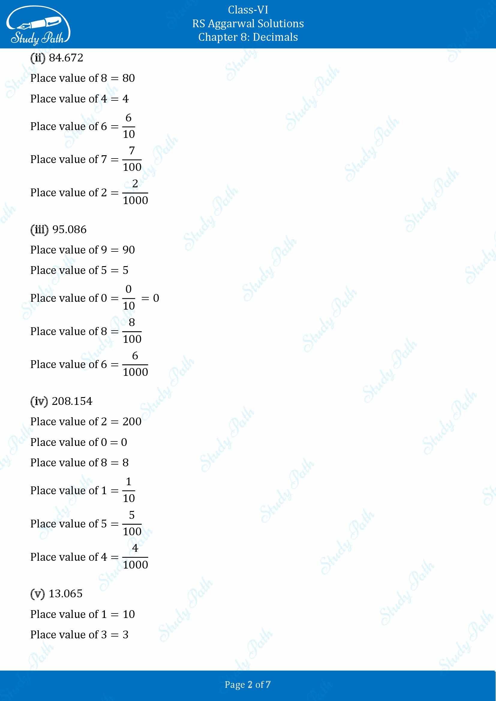 RS Aggarwal Solutions Class 6 Chapter 8 Decimals Exercise 8A 00002