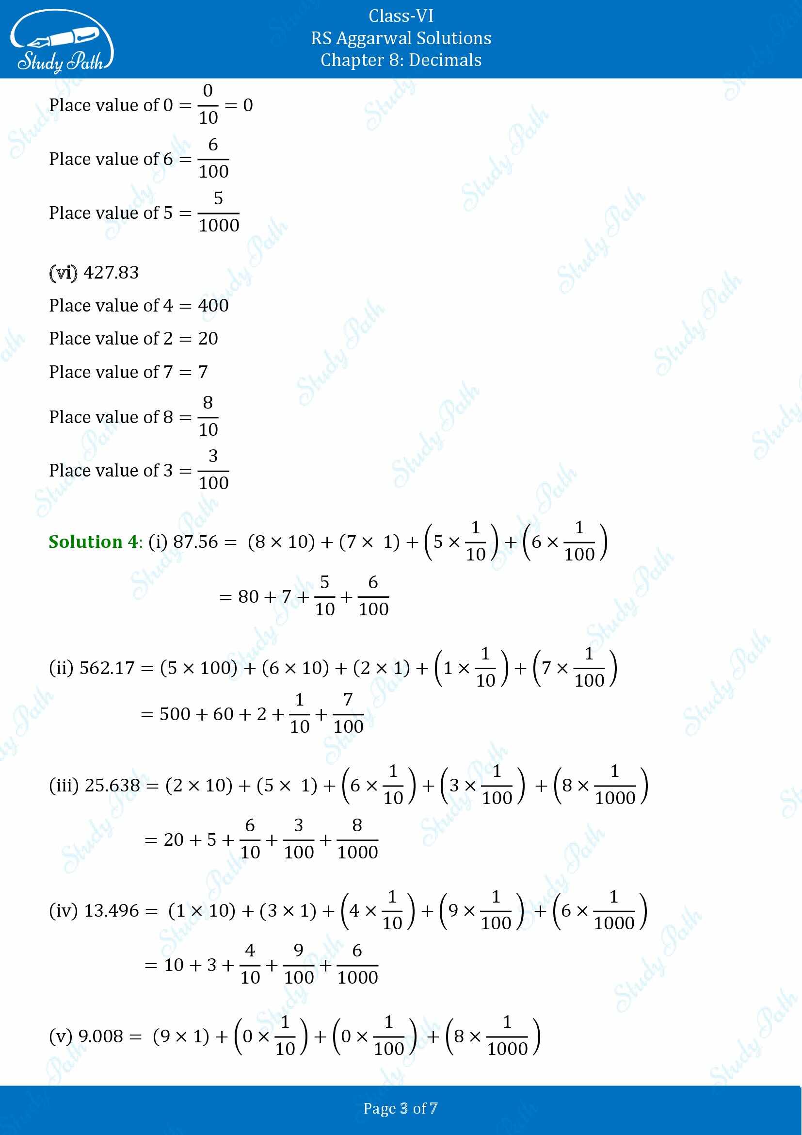 RS Aggarwal Solutions Class 6 Chapter 8 Decimals Exercise 8A 00003