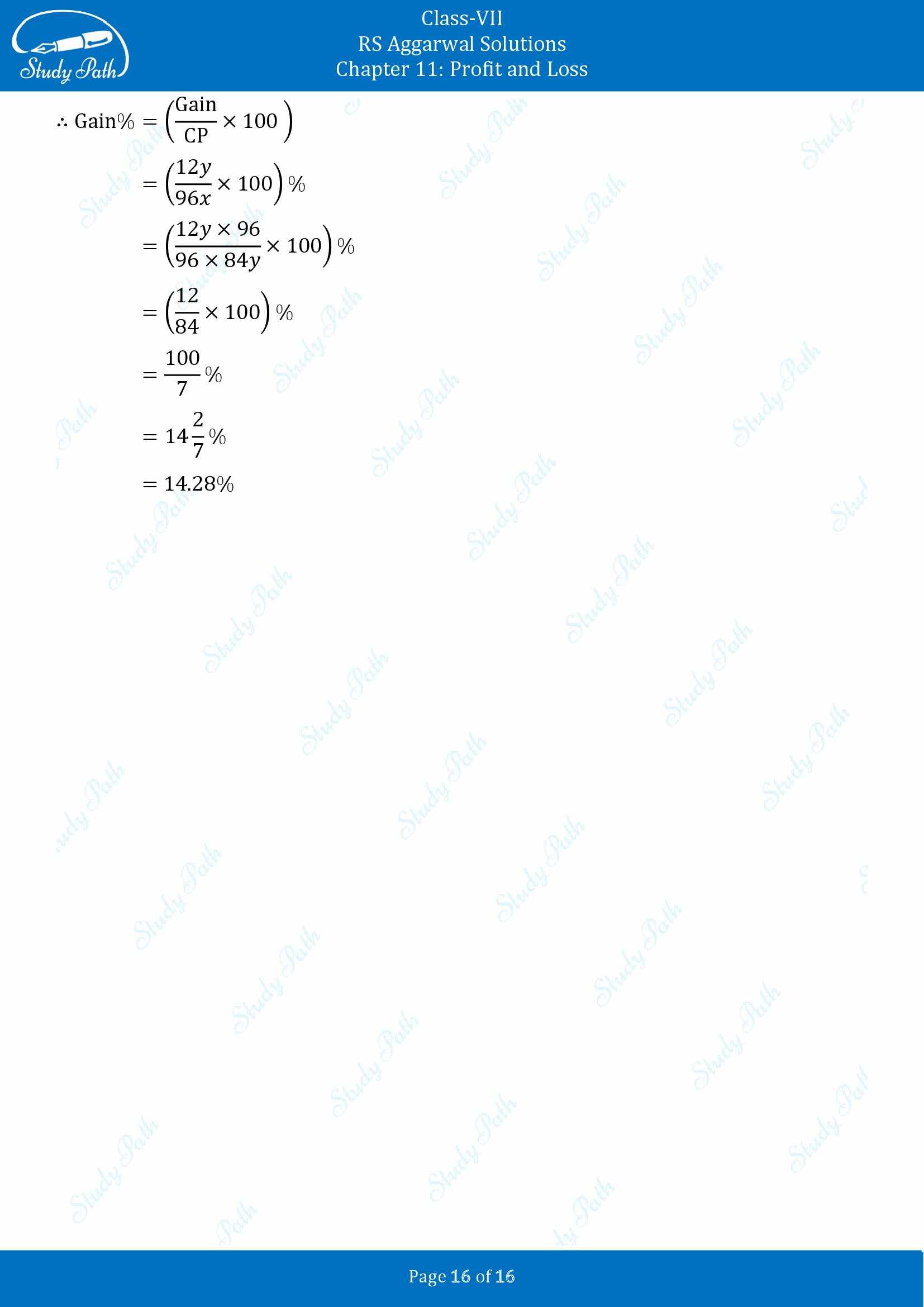 RS Aggarwal Solutions Class 7 Chapter 11 Profit and Loss Exercise 11A 00016