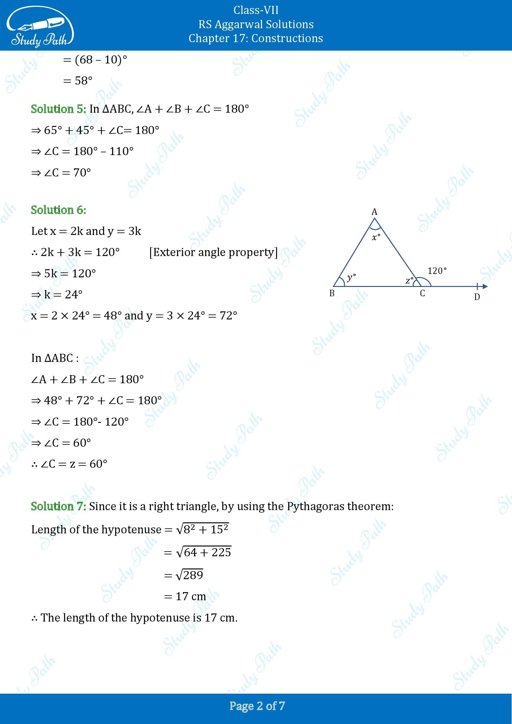 RS Aggarwal Solutions Class 7 Chapter 17 Constructions Test Paper 00002