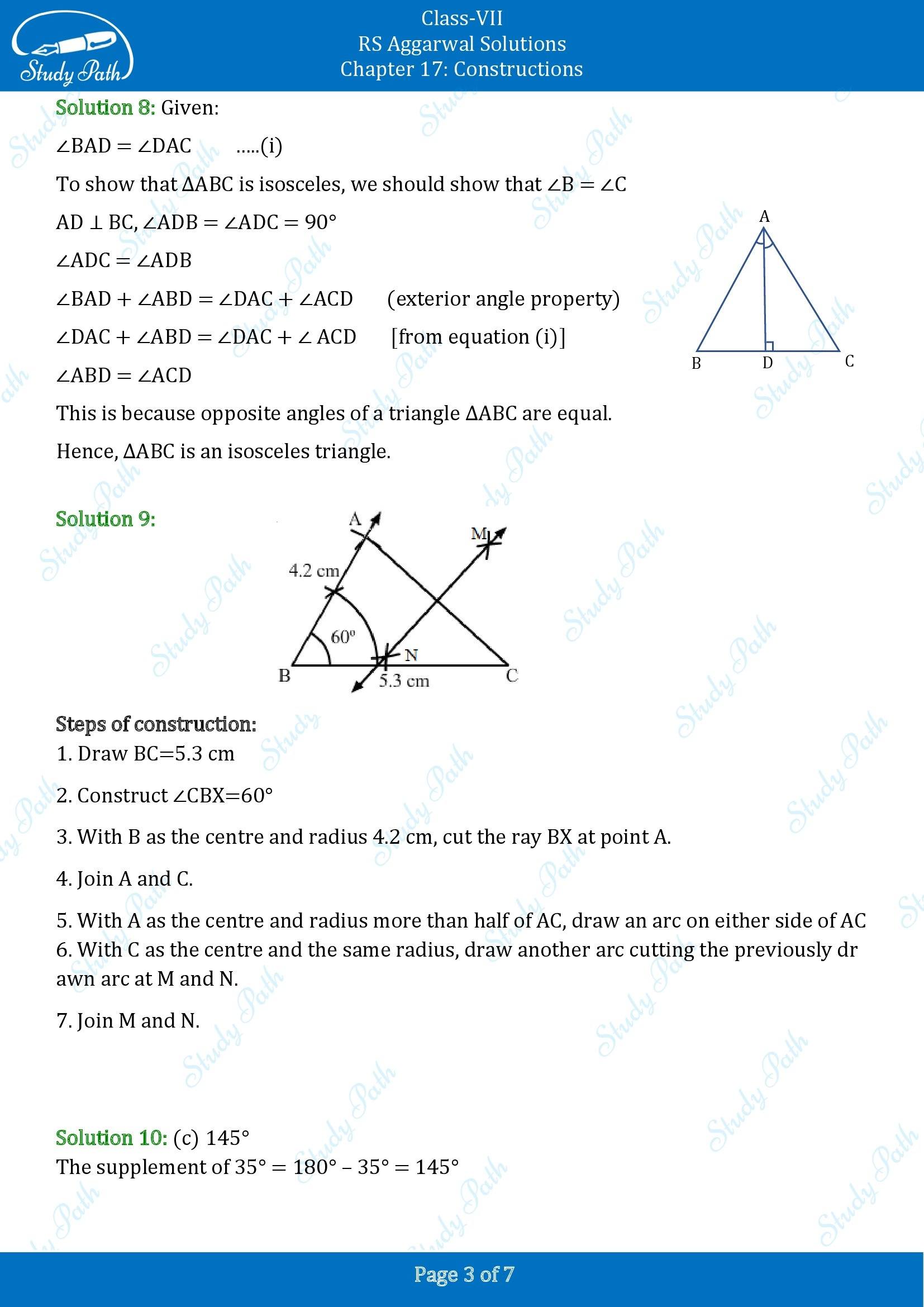 RS Aggarwal Solutions Class 7 Chapter 17 Constructions Test Paper 00003