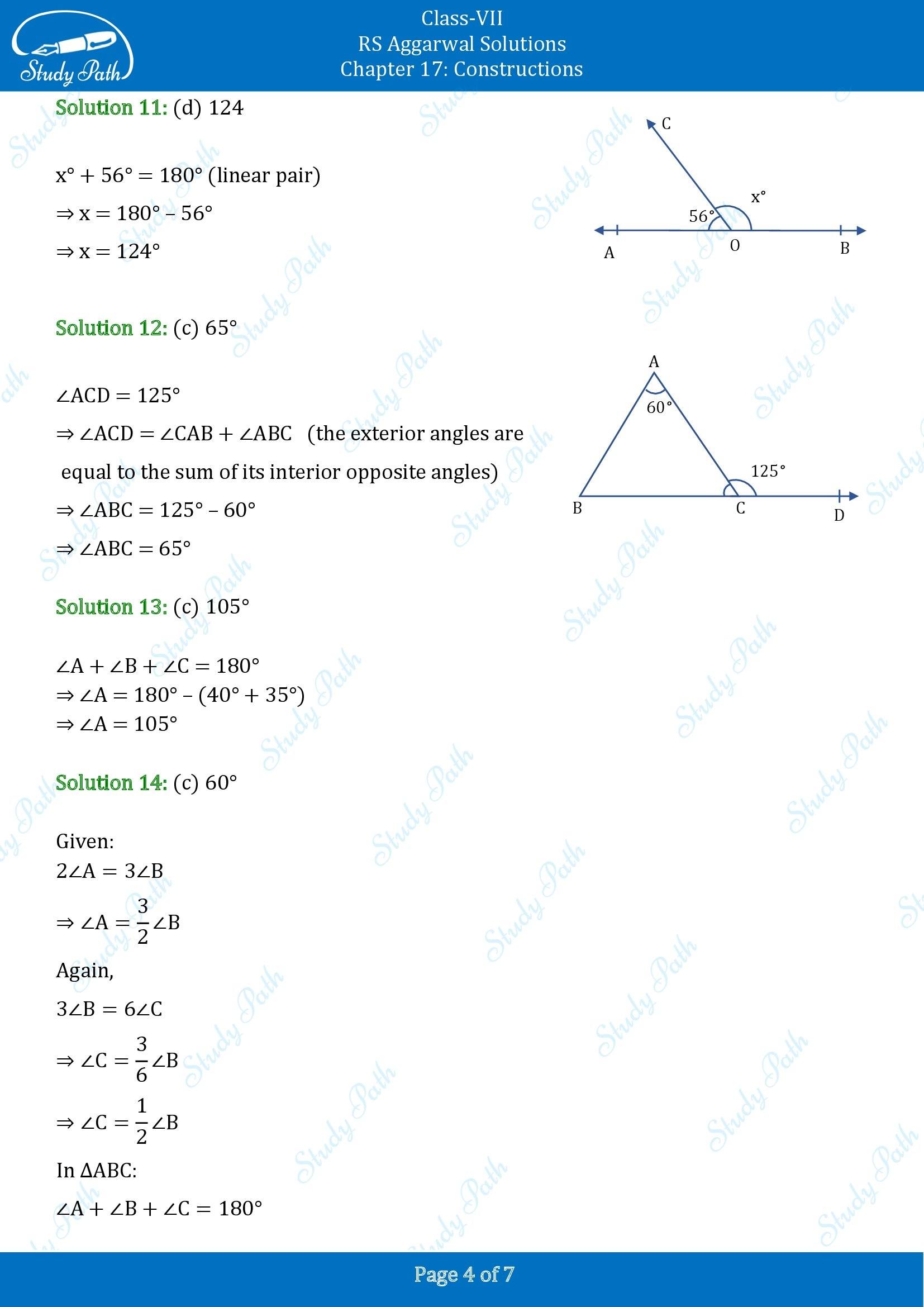 RS Aggarwal Solutions Class 7 Chapter 17 Constructions Test Paper 00004