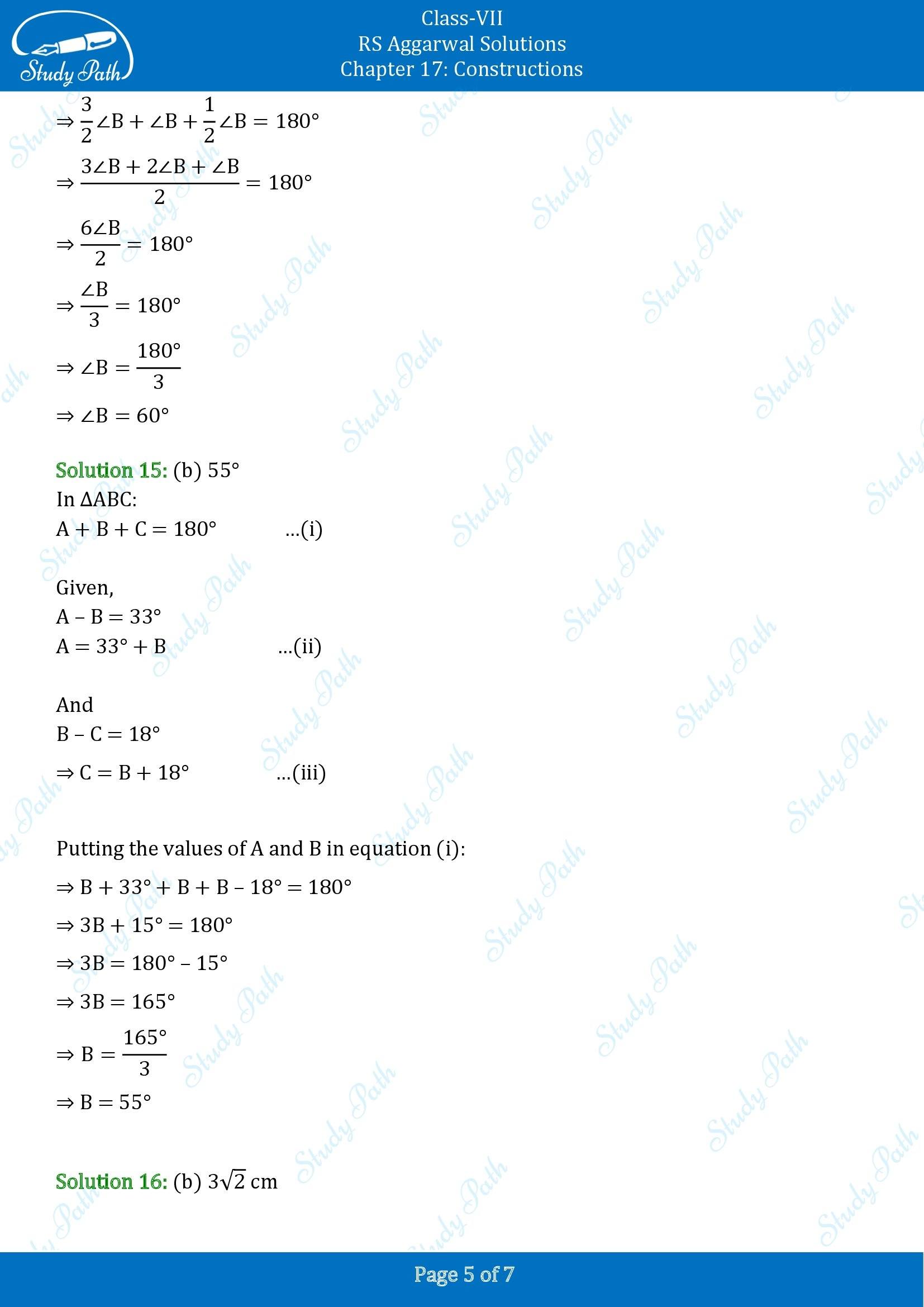 RS Aggarwal Solutions Class 7 Chapter 17 Constructions Test Paper 00005