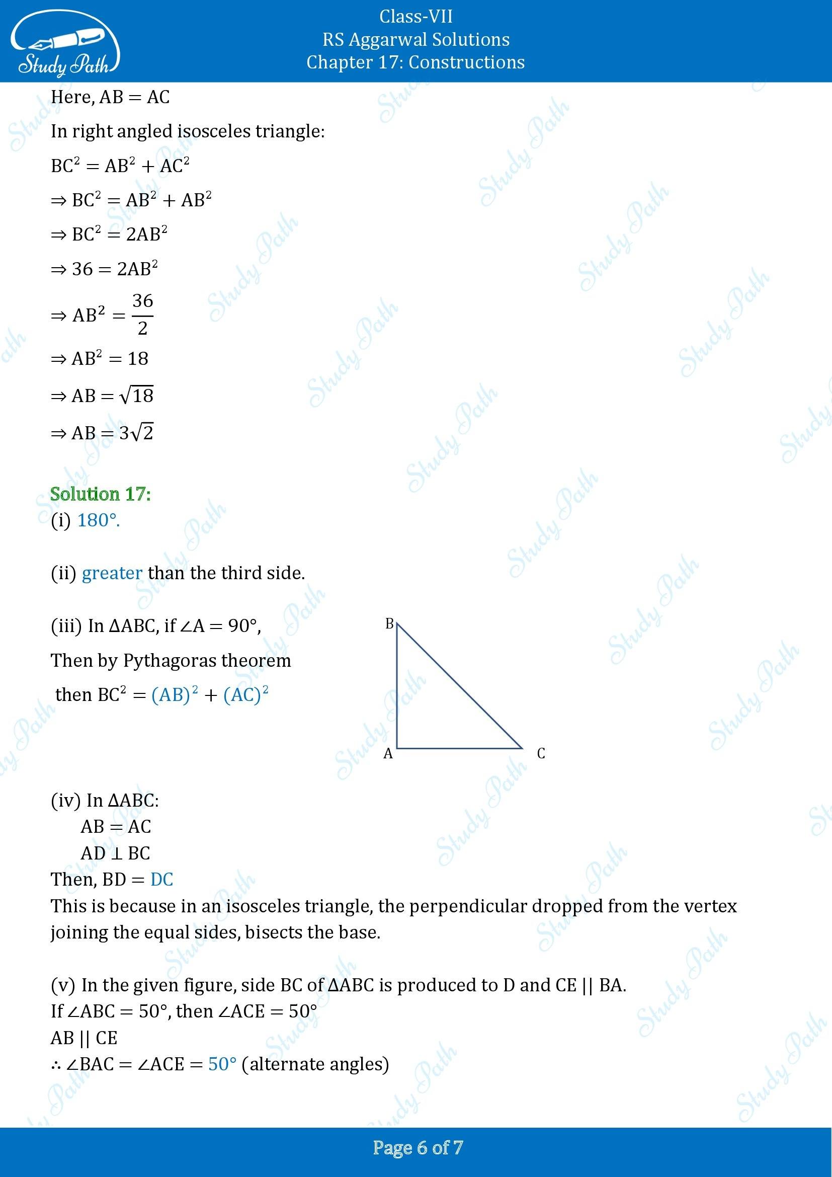 RS Aggarwal Solutions Class 7 Chapter 17 Constructions Test Paper 00006