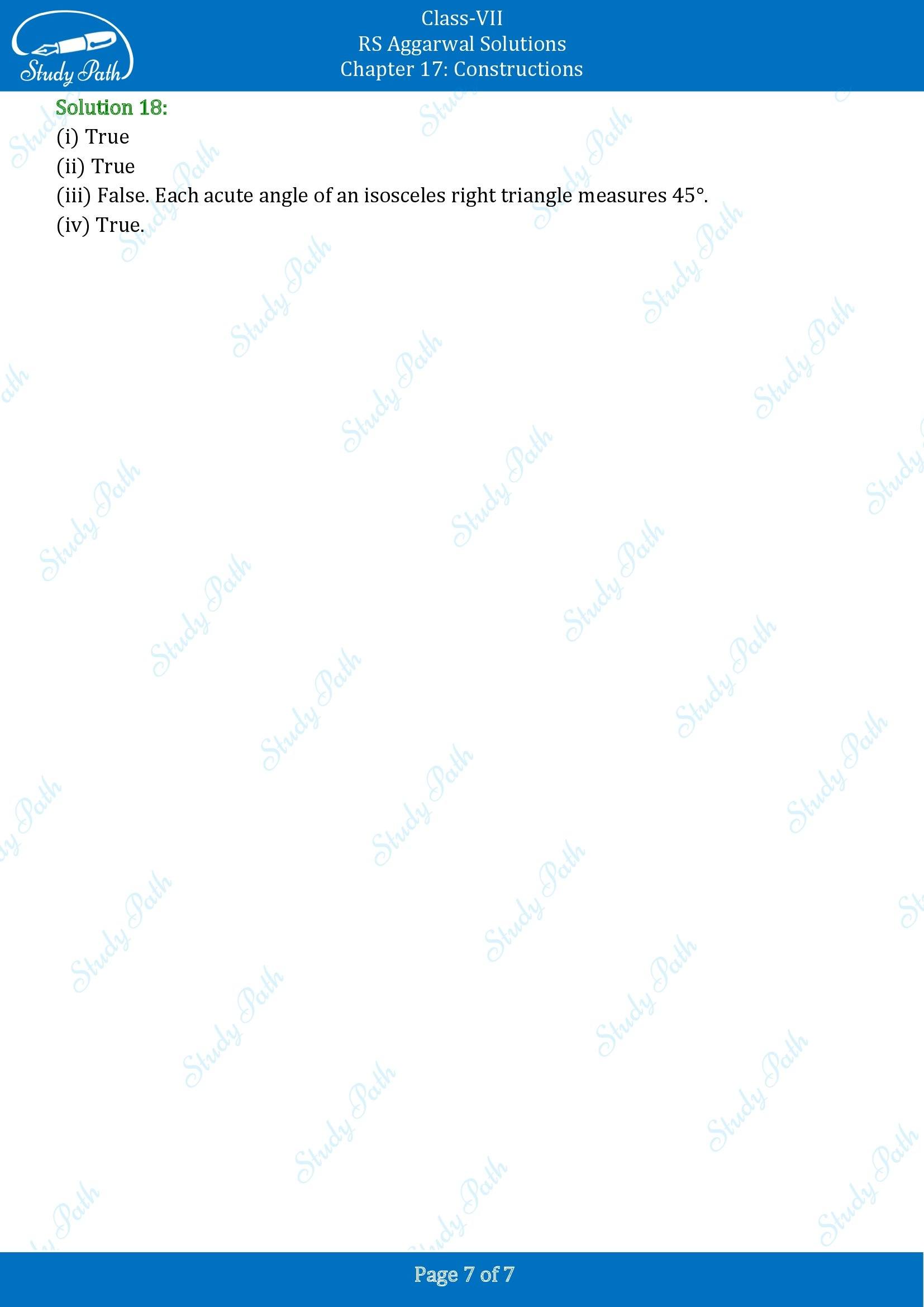 RS Aggarwal Solutions Class 7 Chapter 17 Constructions Test Paper 00007