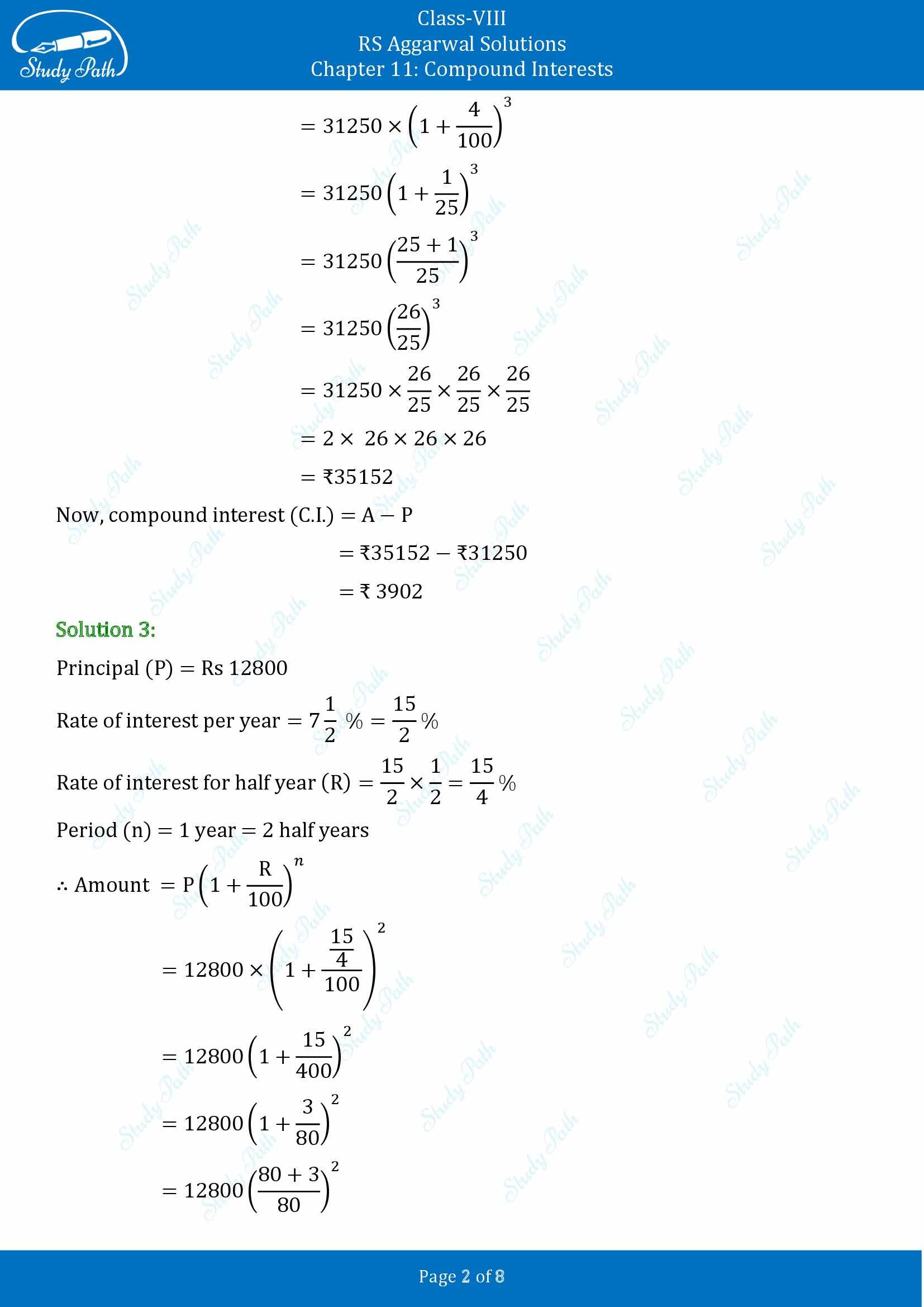 RS Aggarwal Solutions Class 8 Chapter 11 Compound Interests Exercise 11C 00002